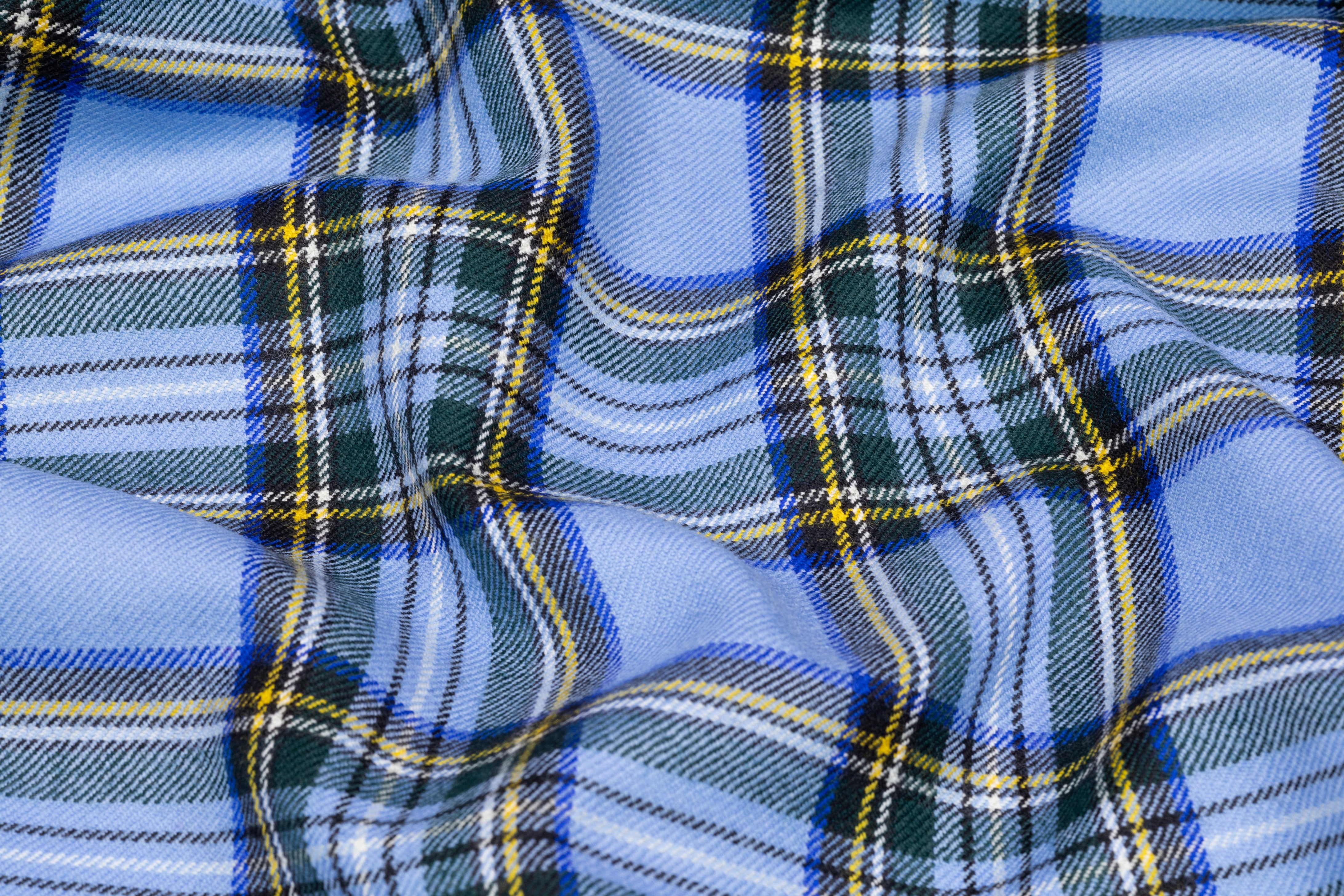 Tartan Italian Wool Suiting - Blue