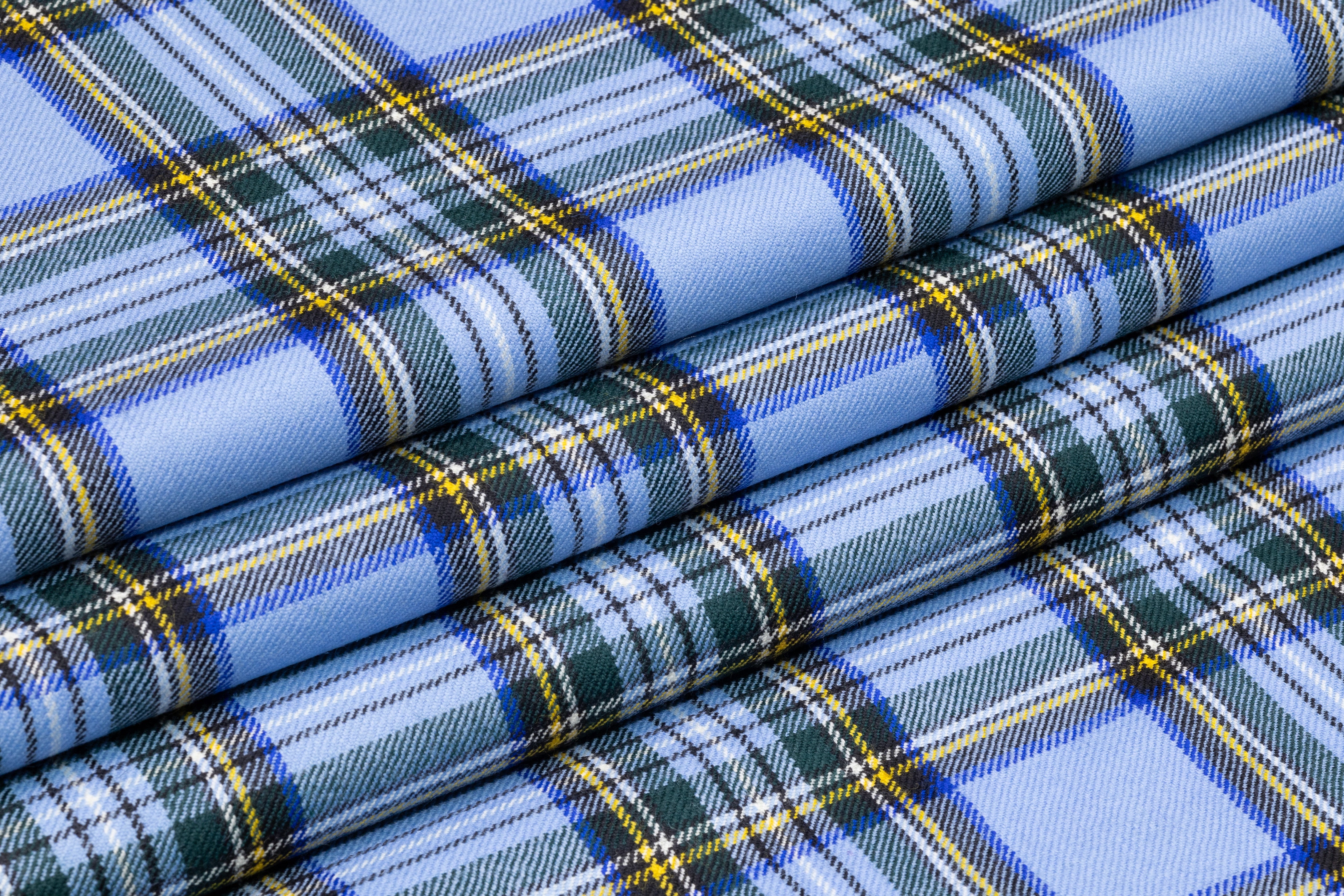 Tartan Italian Wool Suiting - Blue
