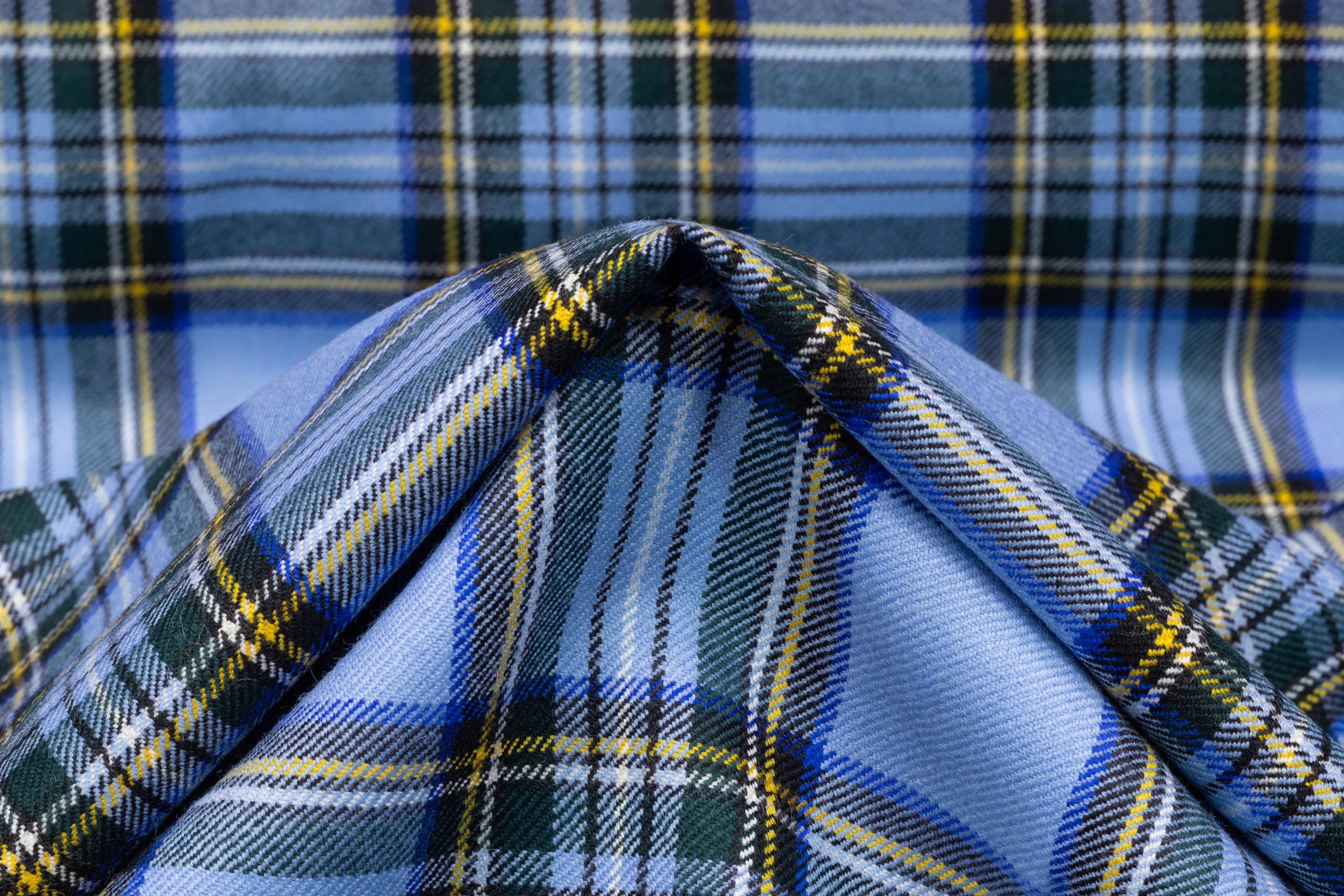 Tartan Italian Wool Suiting - Blue