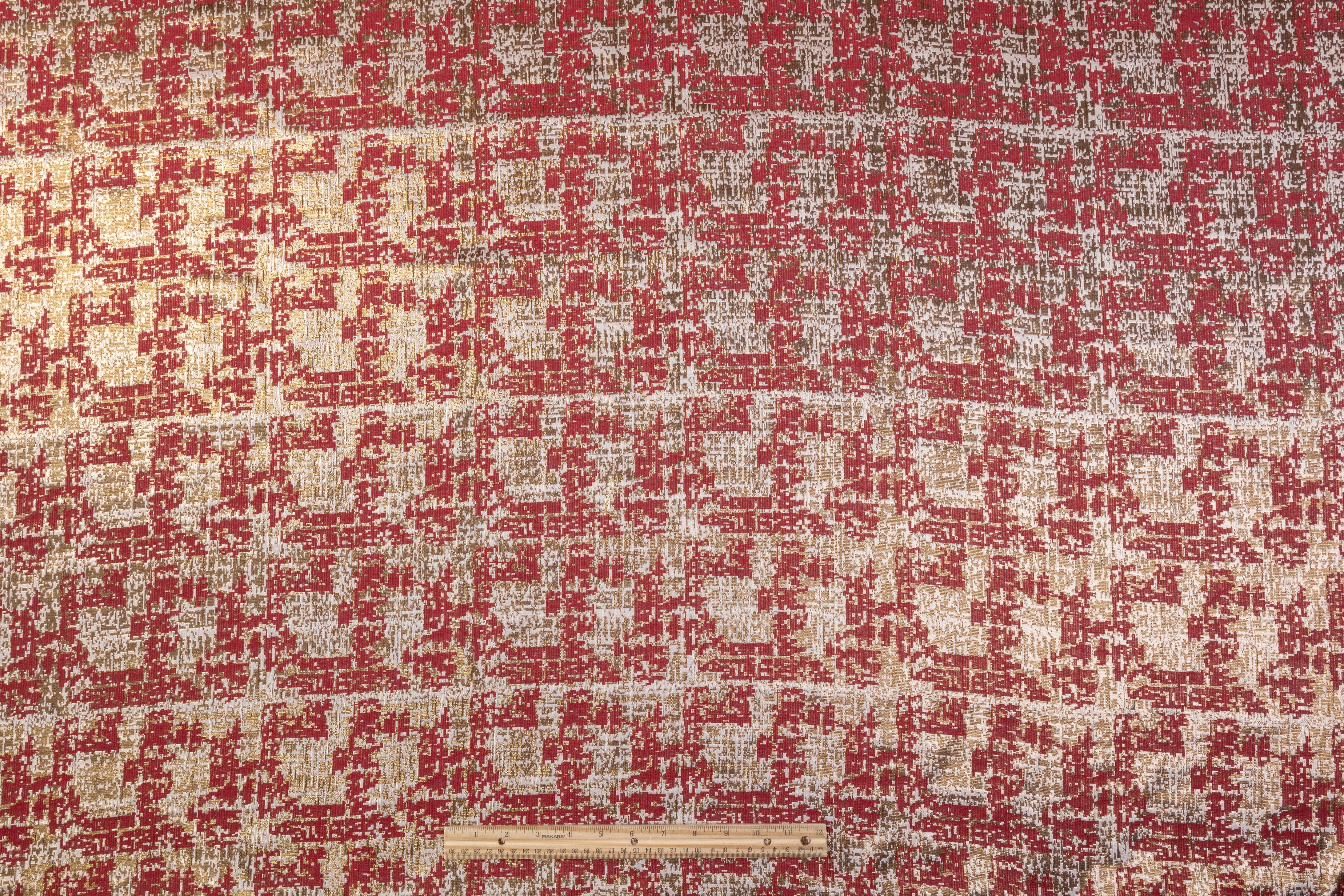 Metallic Army Fatigue Brocade - Red / Gold