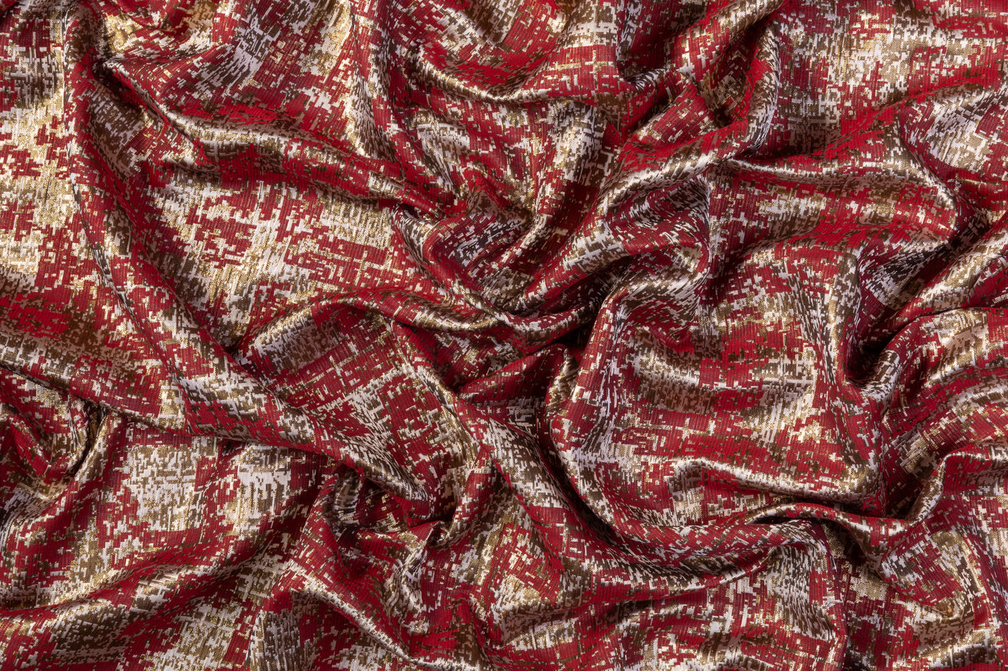 Metallic Army Fatigue Brocade - Red / Gold