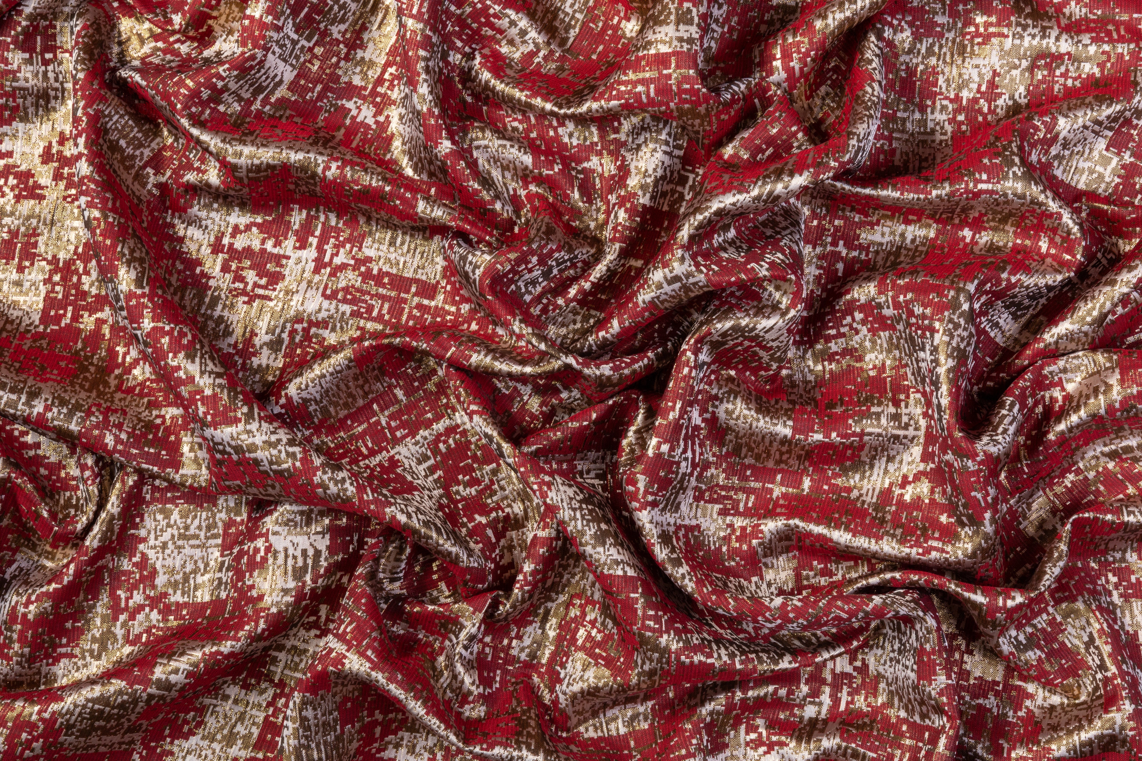Metallic Army Fatigue Brocade - Red / Gold