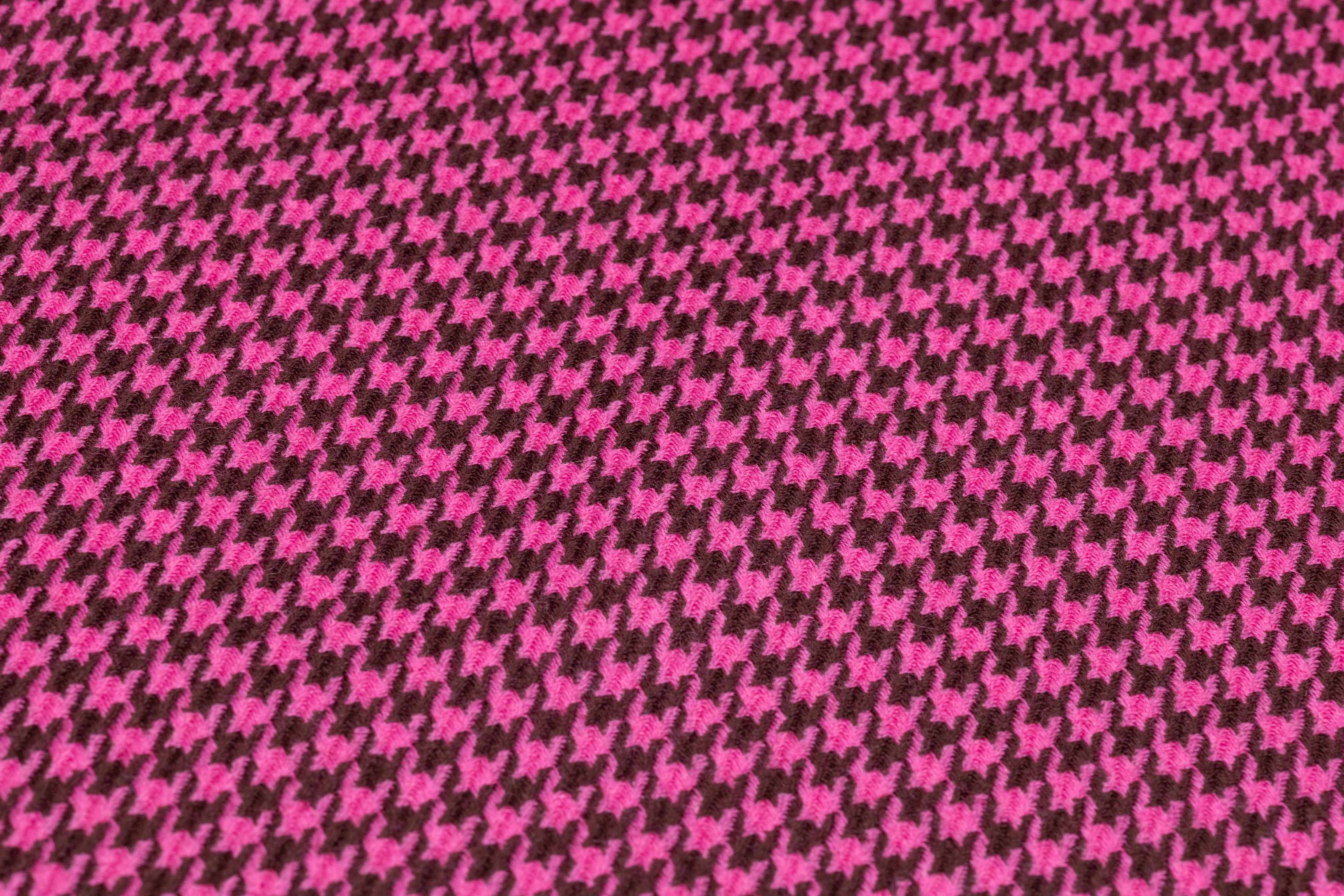 Houndstooth Italian Wool Suiting - Pink / Brown
