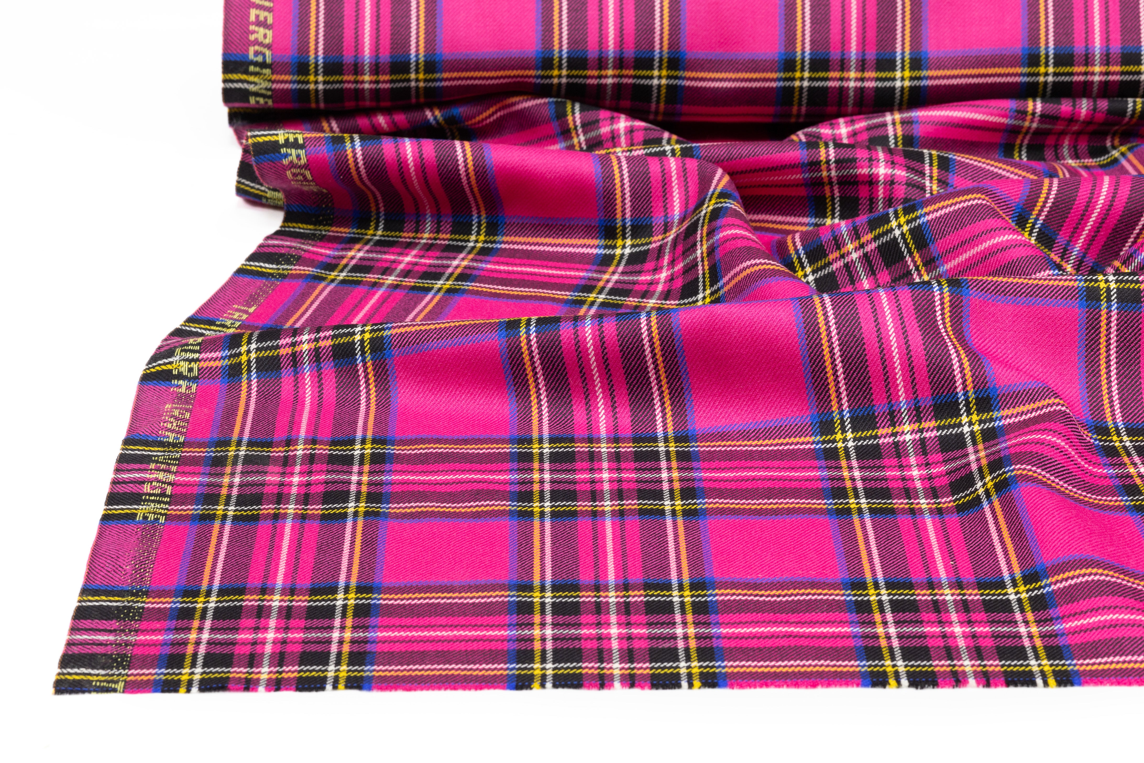 Tartan Italian Wool Suiting - Pink