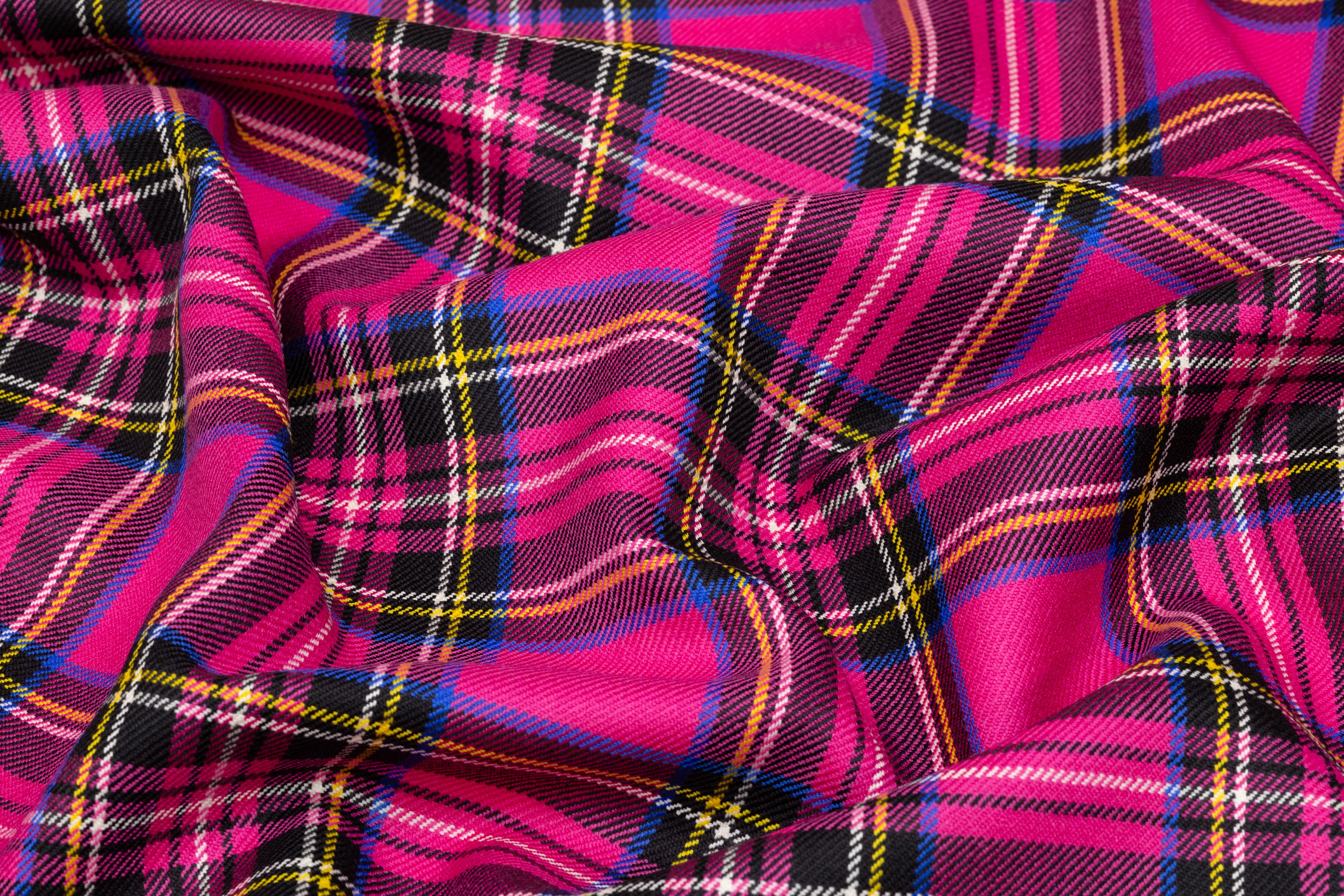 Tartan Italian Wool Suiting - Pink