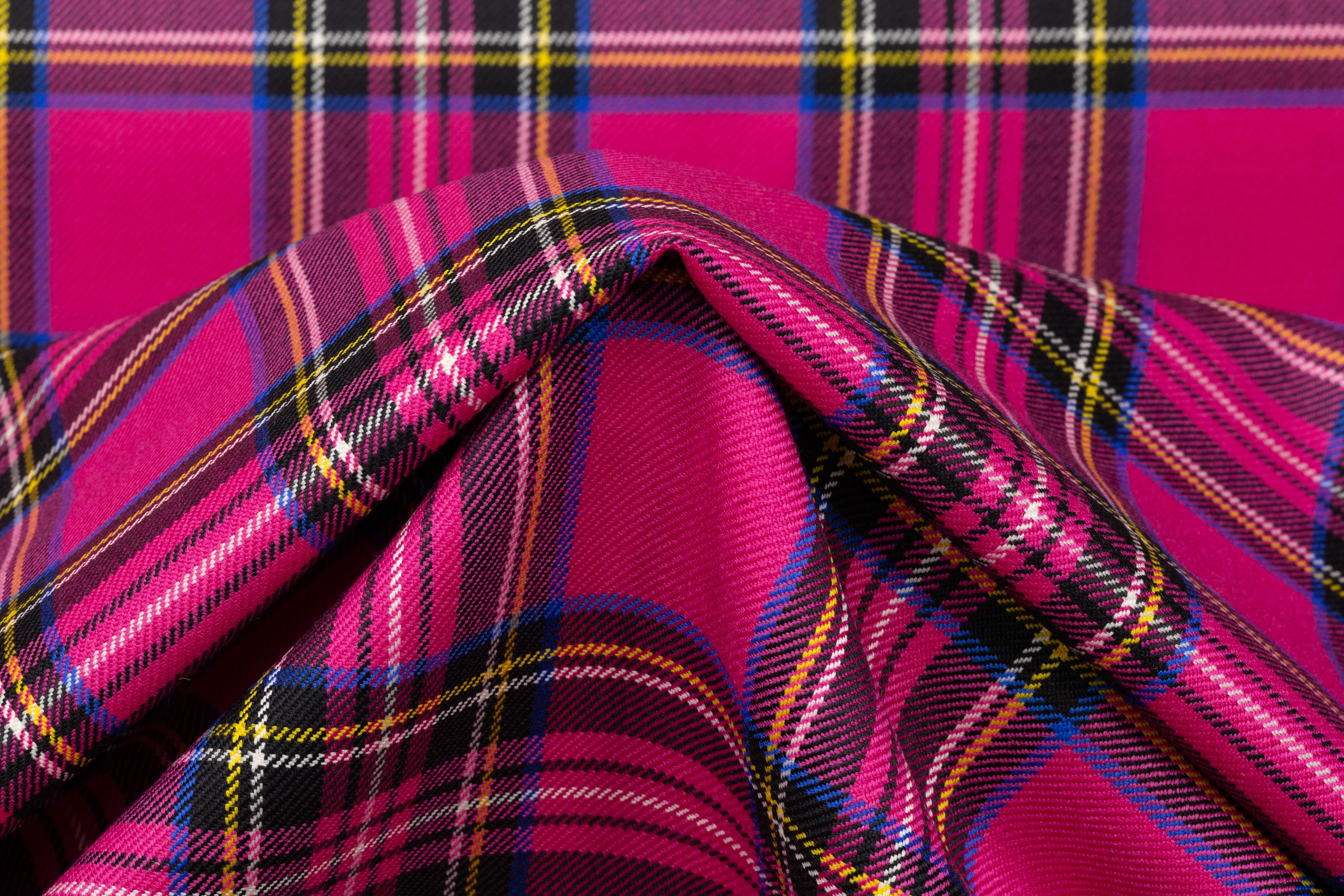 Tartan Italian Wool Suiting - Pink