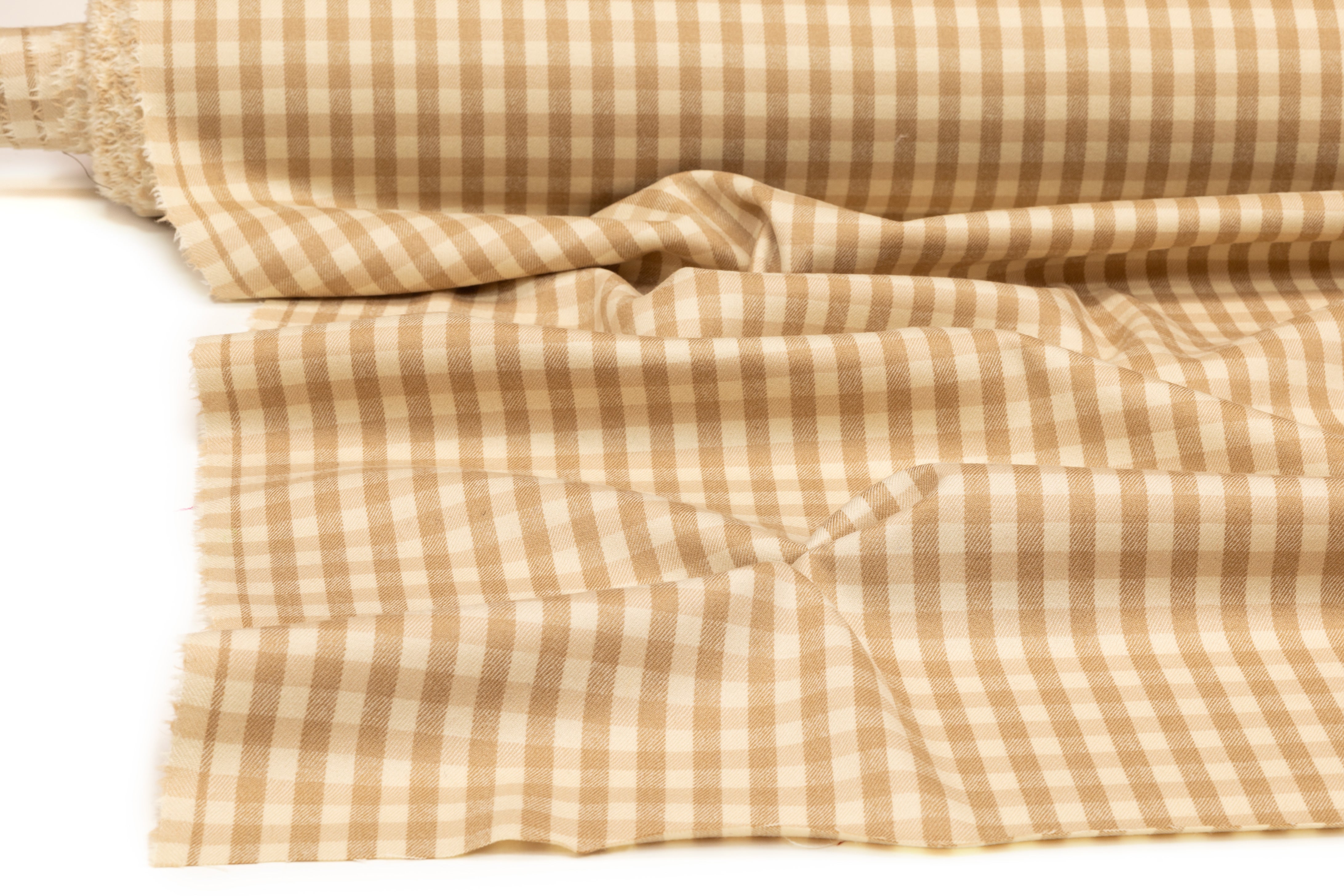 Checked Italian Wool Suiting - Beige