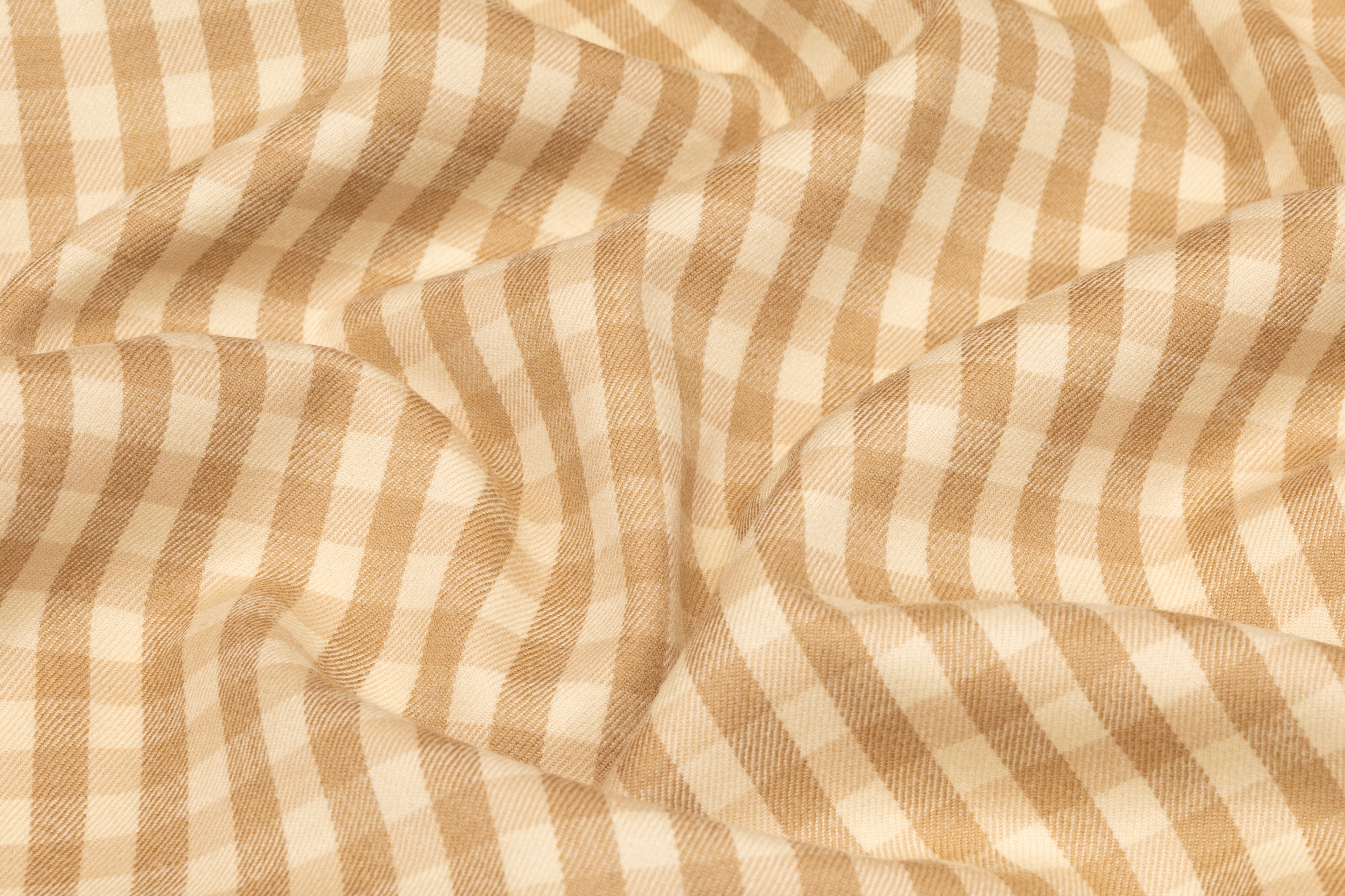 Checked Italian Wool Suiting - Beige