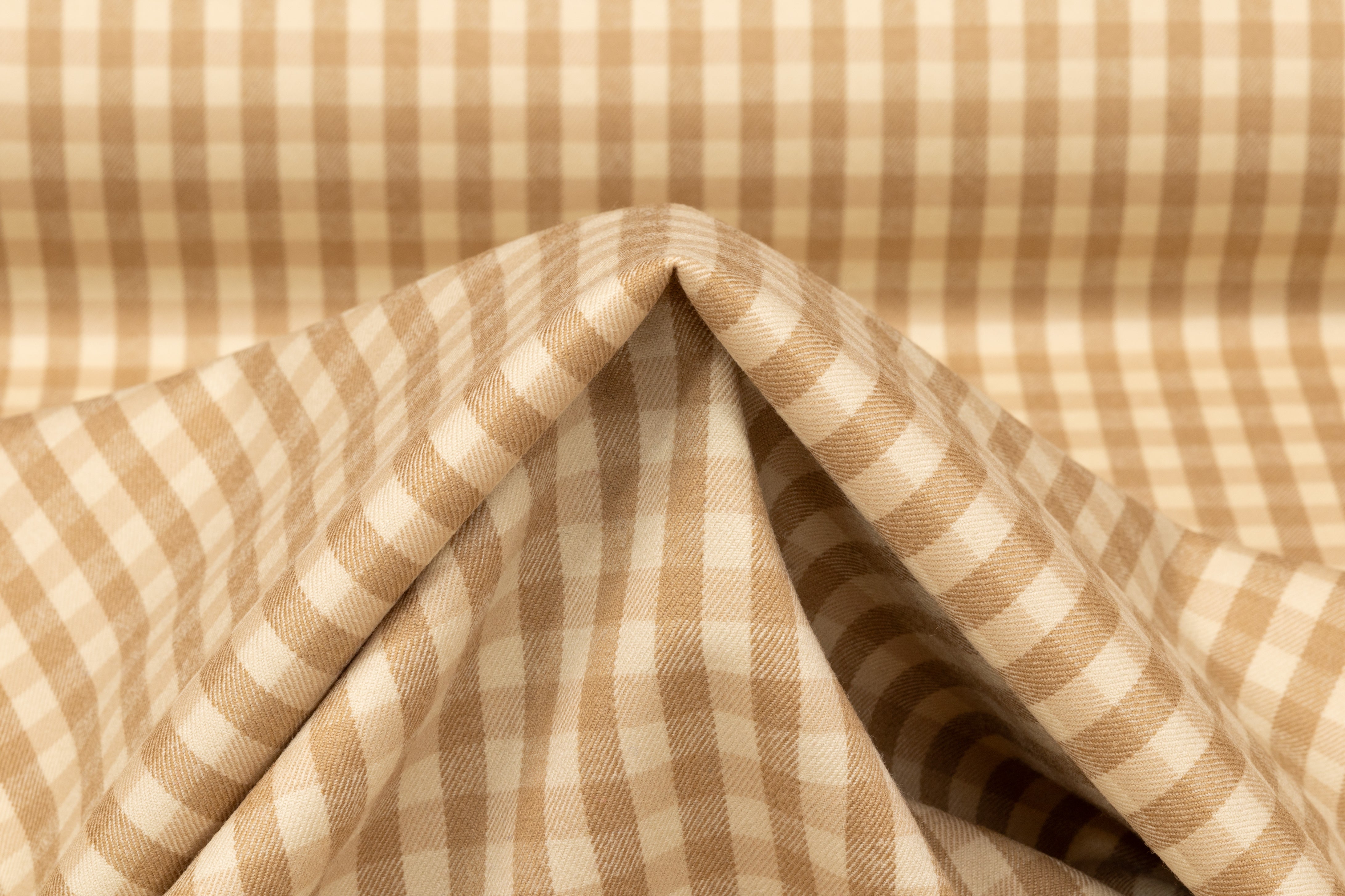 Checked Italian Wool Suiting - Beige
