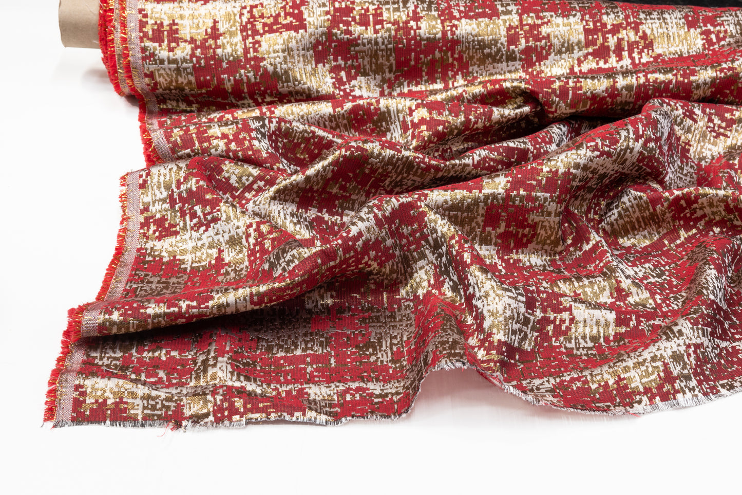 Metallic Army Fatigue Brocade - Red / Gold