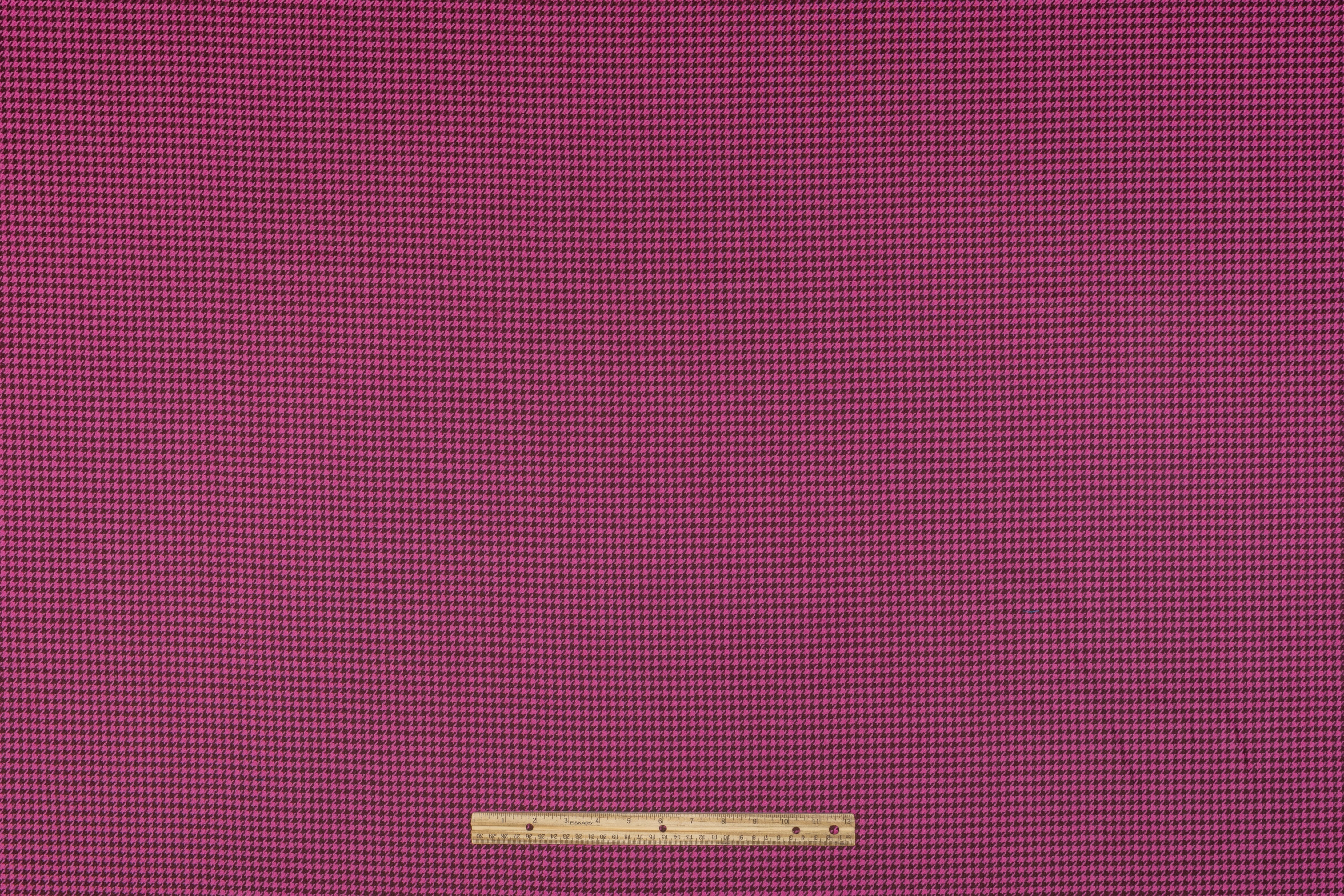 Houndstooth Italian Wool Suiting - Pink / Brown