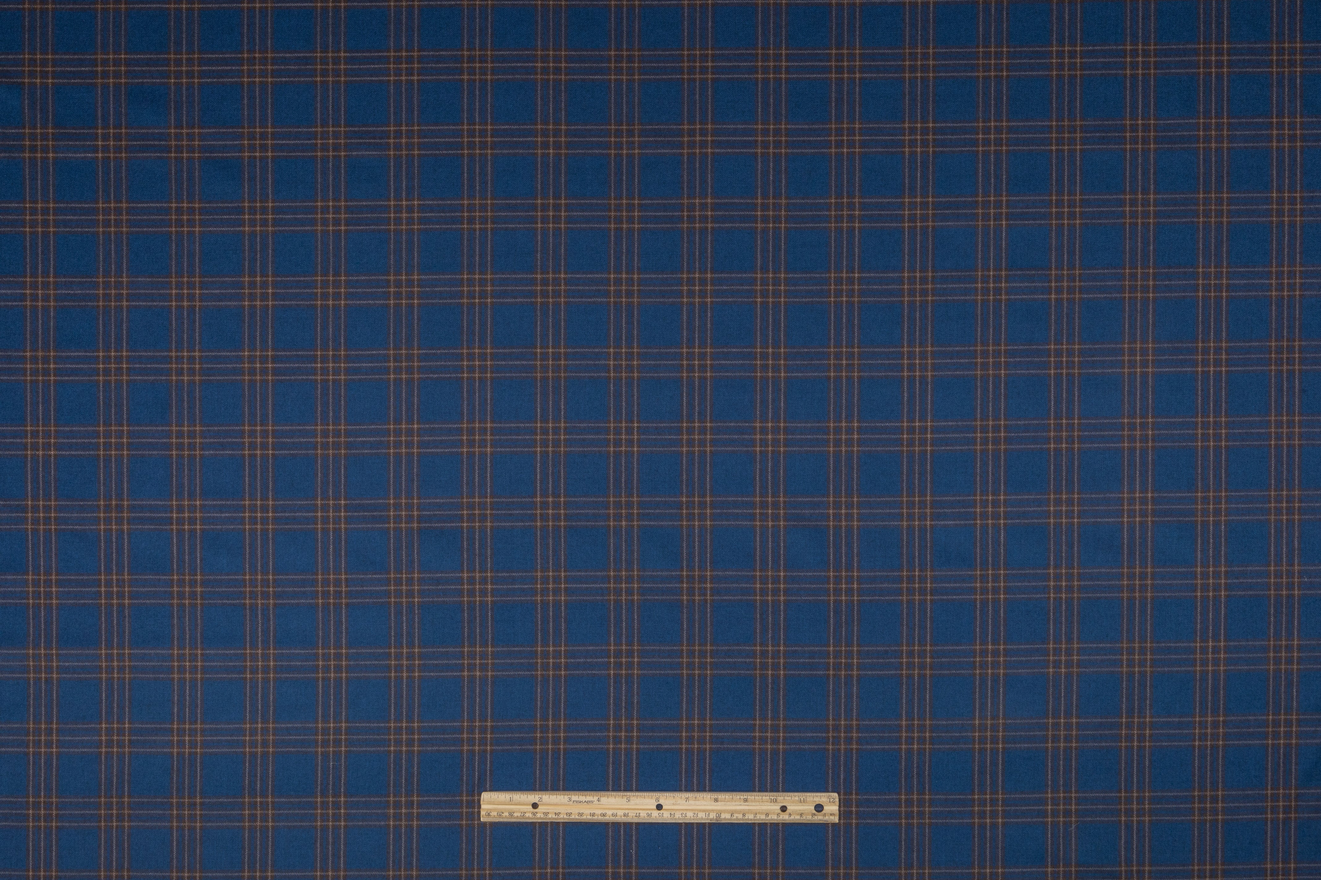 Plaid Italian Wool Flannel Suiting - Blue / Brown