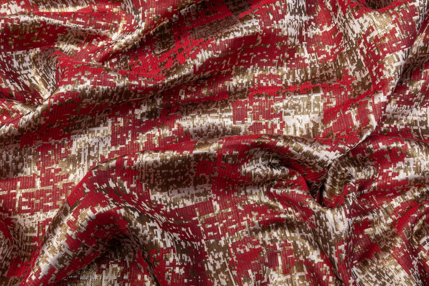 Metallic Army Fatigue Brocade - Red / Gold