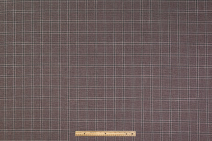 Checked Italian Wool Cotton Silk Suiting - Gray / Red