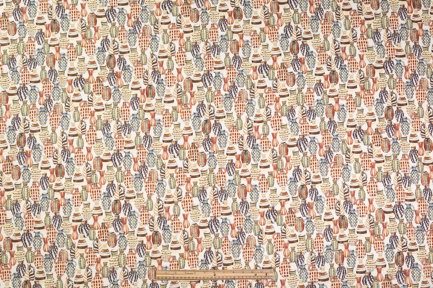 Vase Printed Italian Linen Viscose Blend - Off White