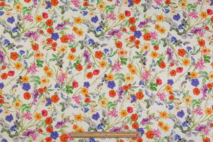 Floral Italian Linen Viscose Blend - Multicolor