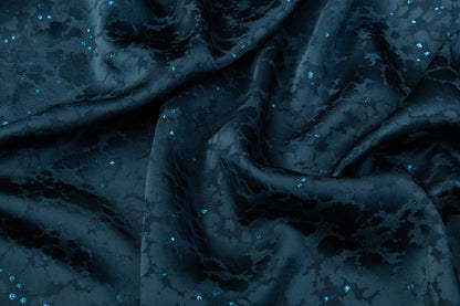 Abstract Metallic Italian Jacquard - Teal Blue