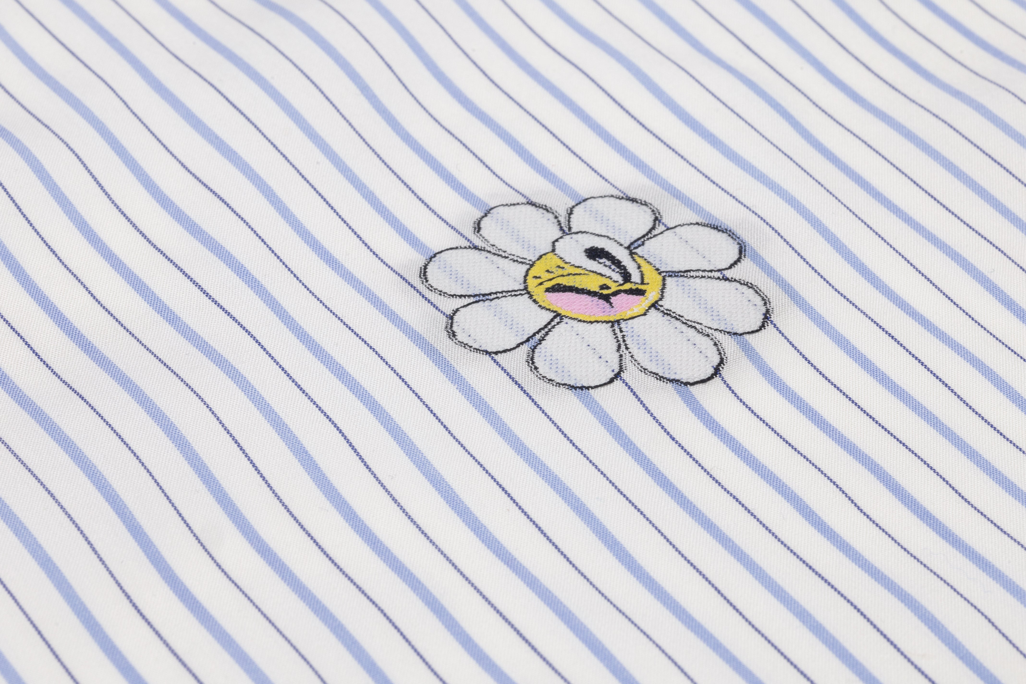 Embroidered Italian Cotton Shirting - White / Blue
