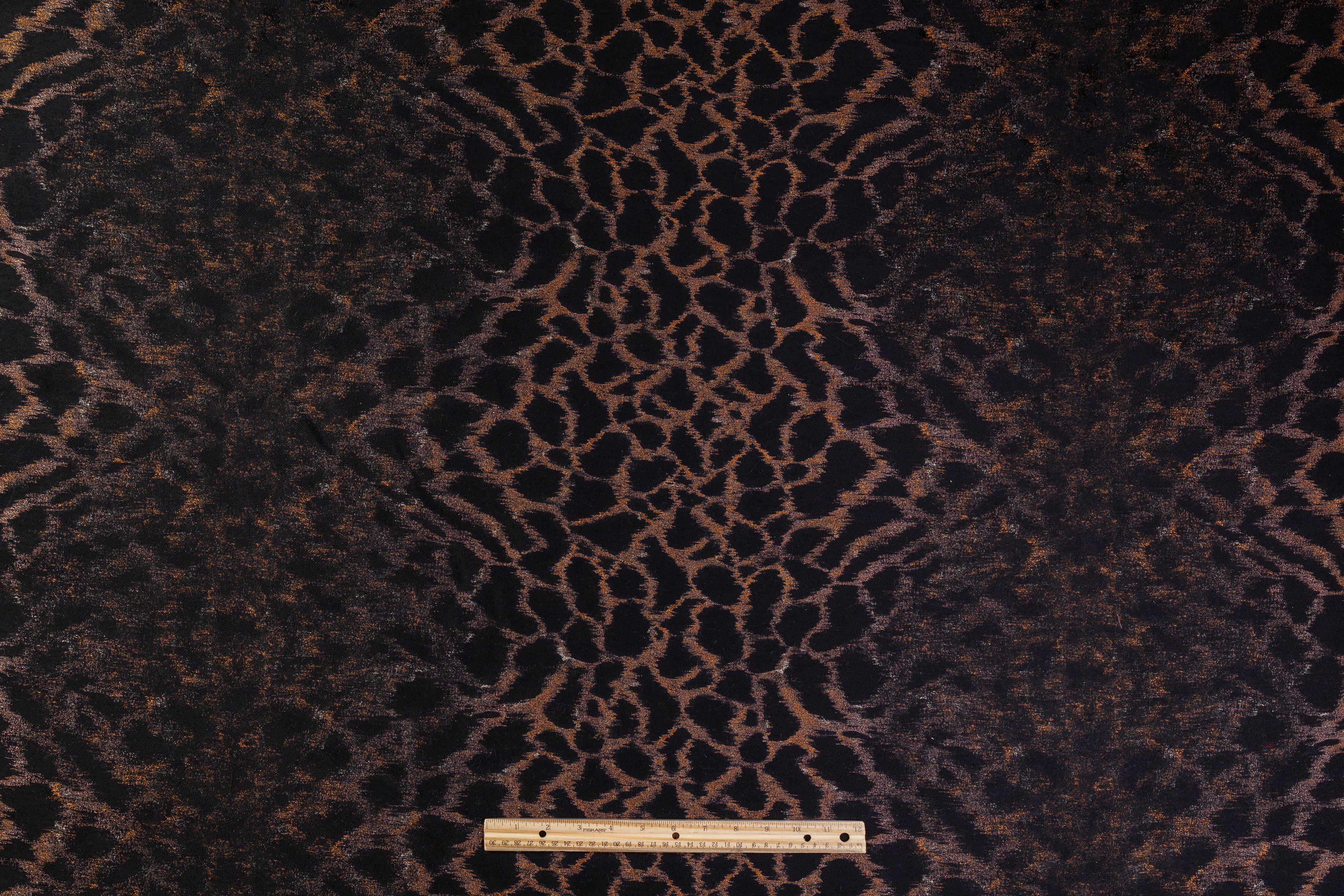 Cheetah Silk and Wool Italian Brocade - Brown / Black