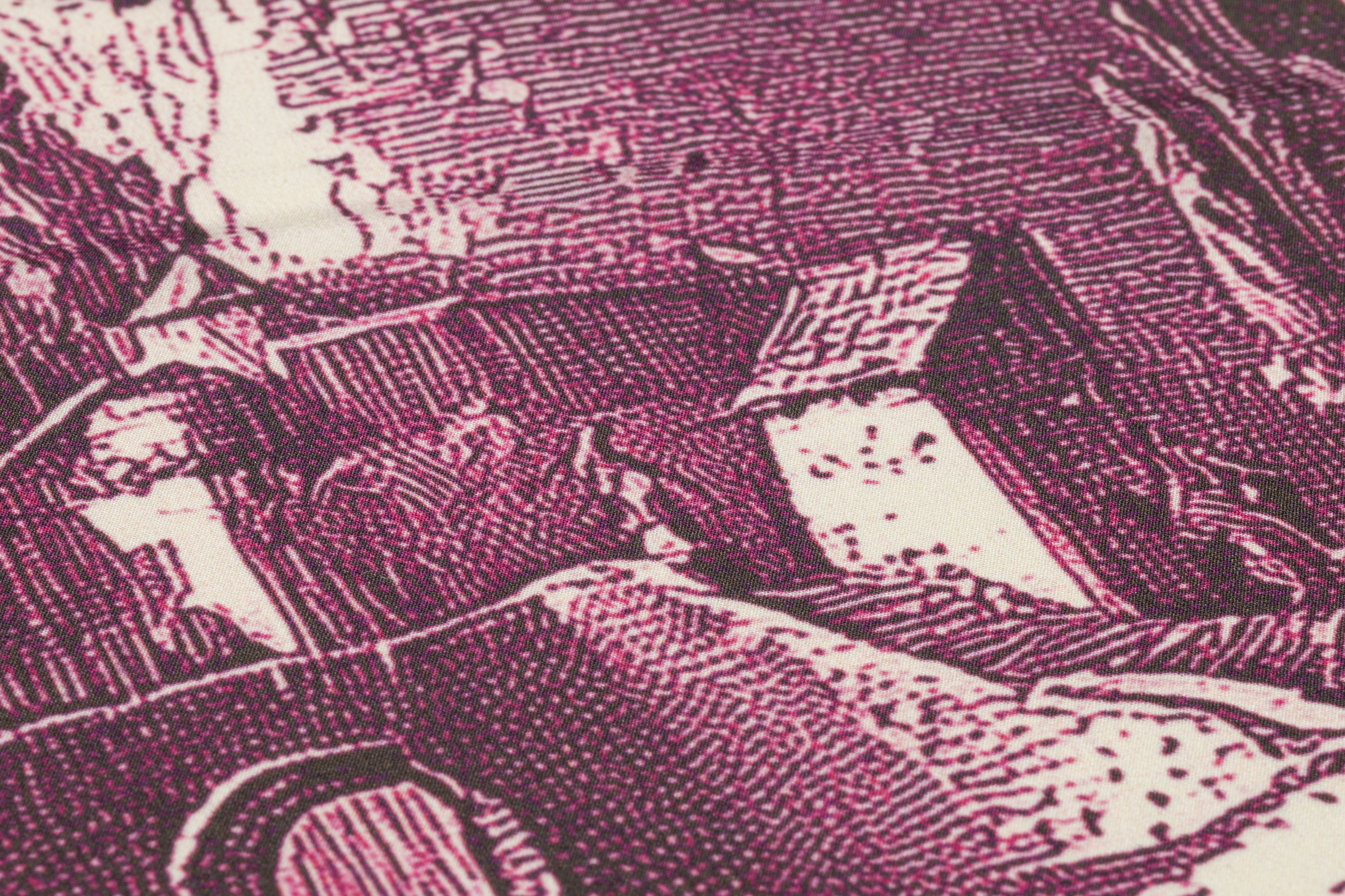 Toile Printed Italian Silk Crepe de Chine - Plum