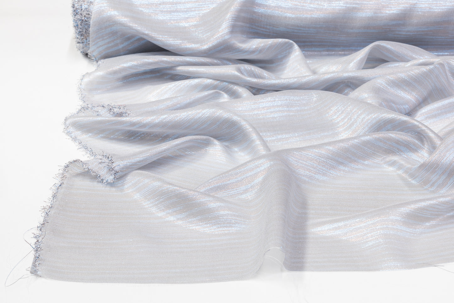 Italian Silk Chiffon Lamé - Blue / Gray