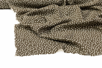 Polka Dot Silk Charmeuse - Olive / Beige