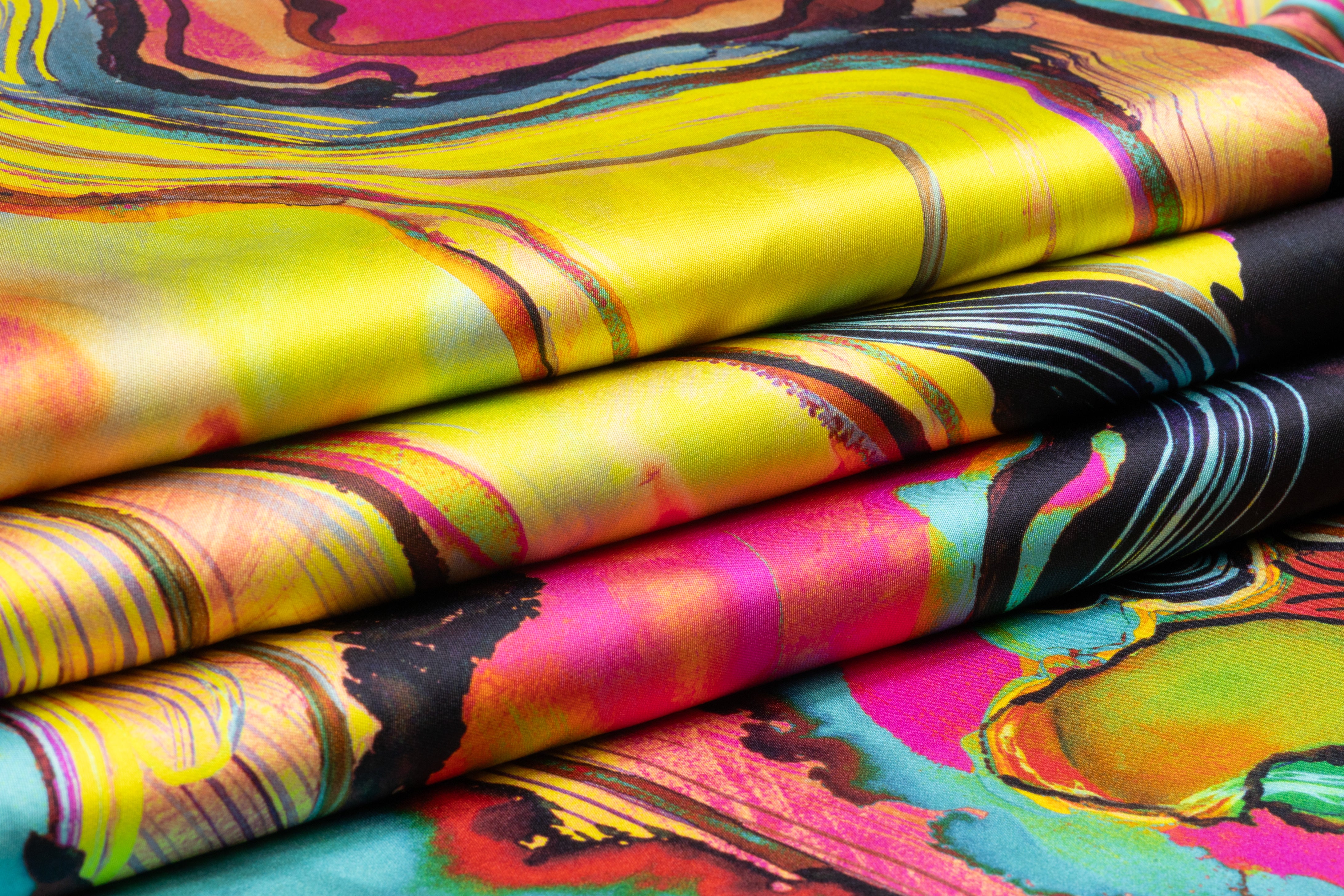 Abstract Italian Double Satin Silk Charmeuse - Multicolor