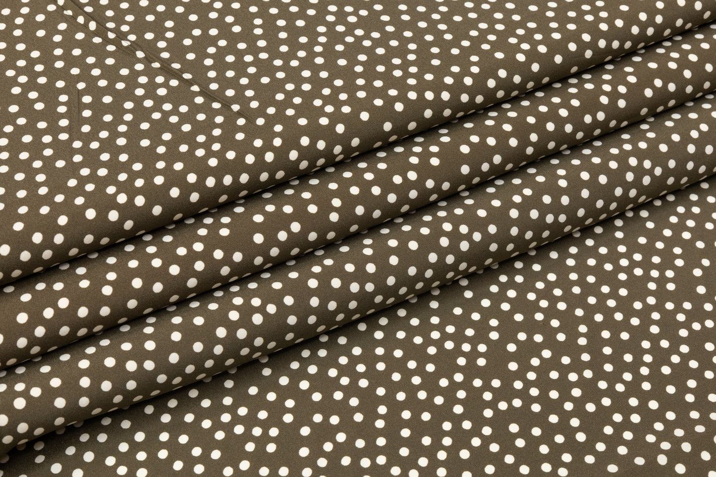 Polka Dot Silk Charmeuse - Olive / Beige