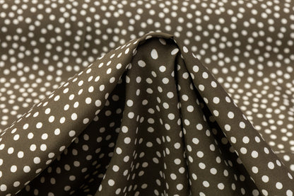 Polka Dot Silk Charmeuse - Olive / Beige