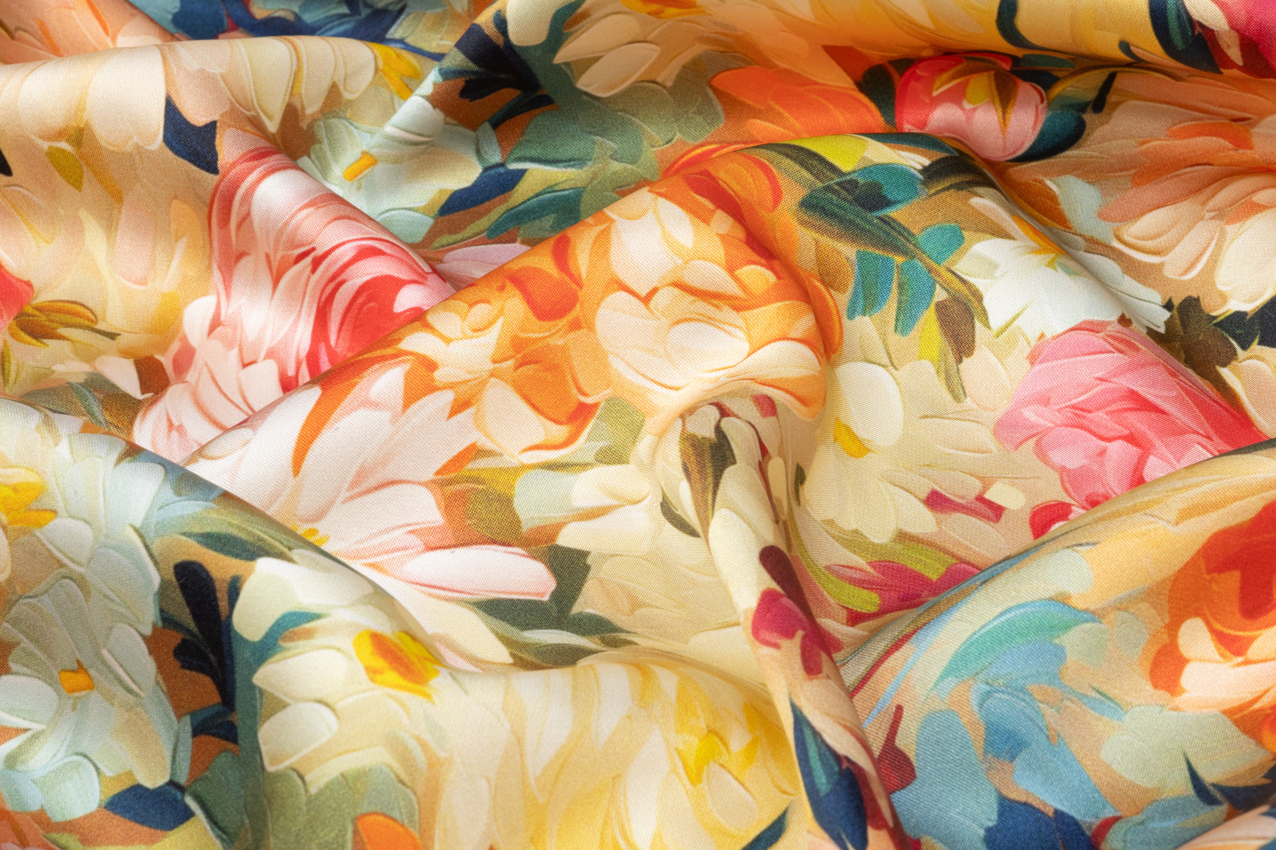 Floral Italian Double Satin Silk Charmeuse - Multicolor