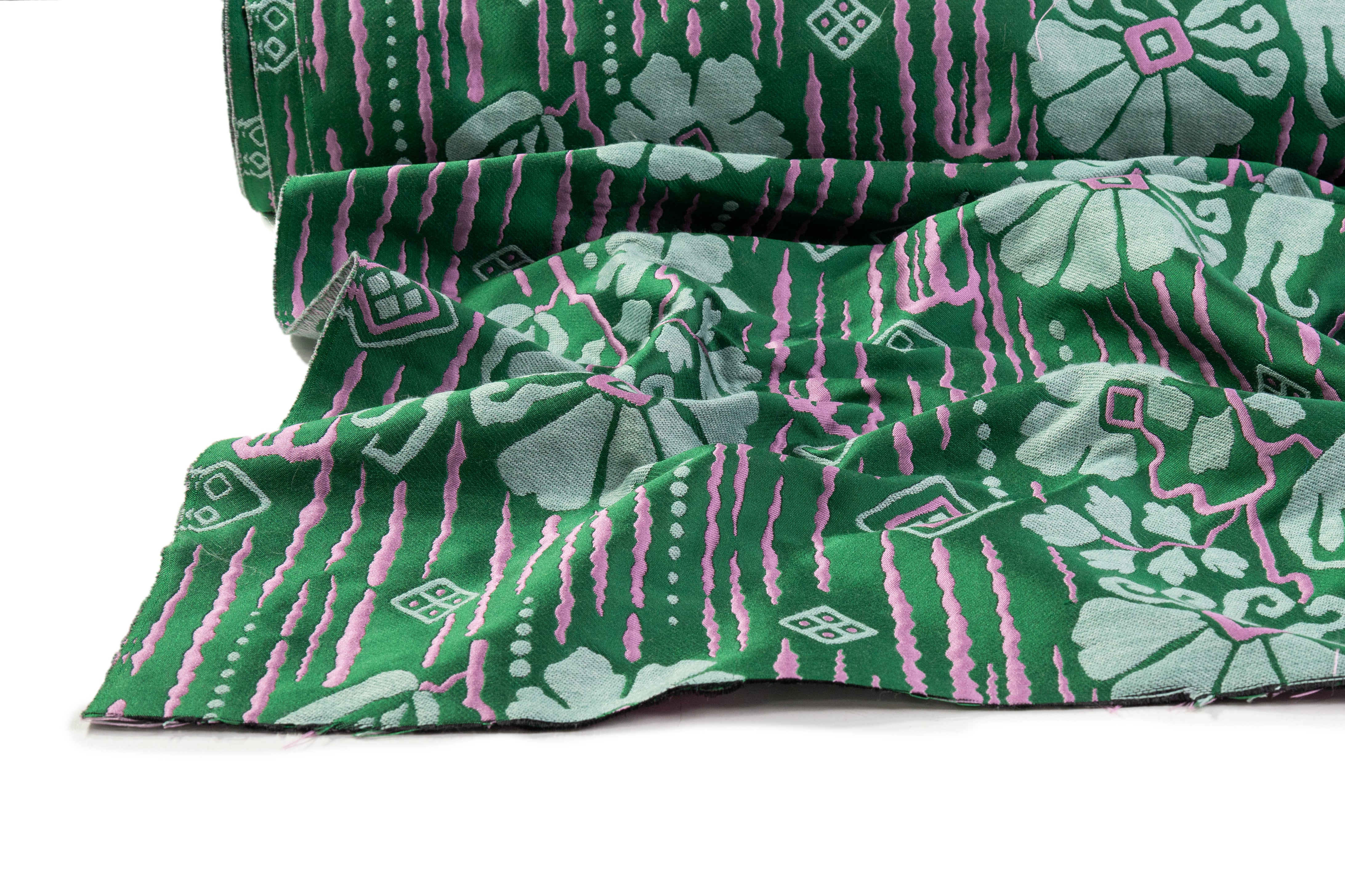 Armani - Abstract Floral Brocade - Green / Pink