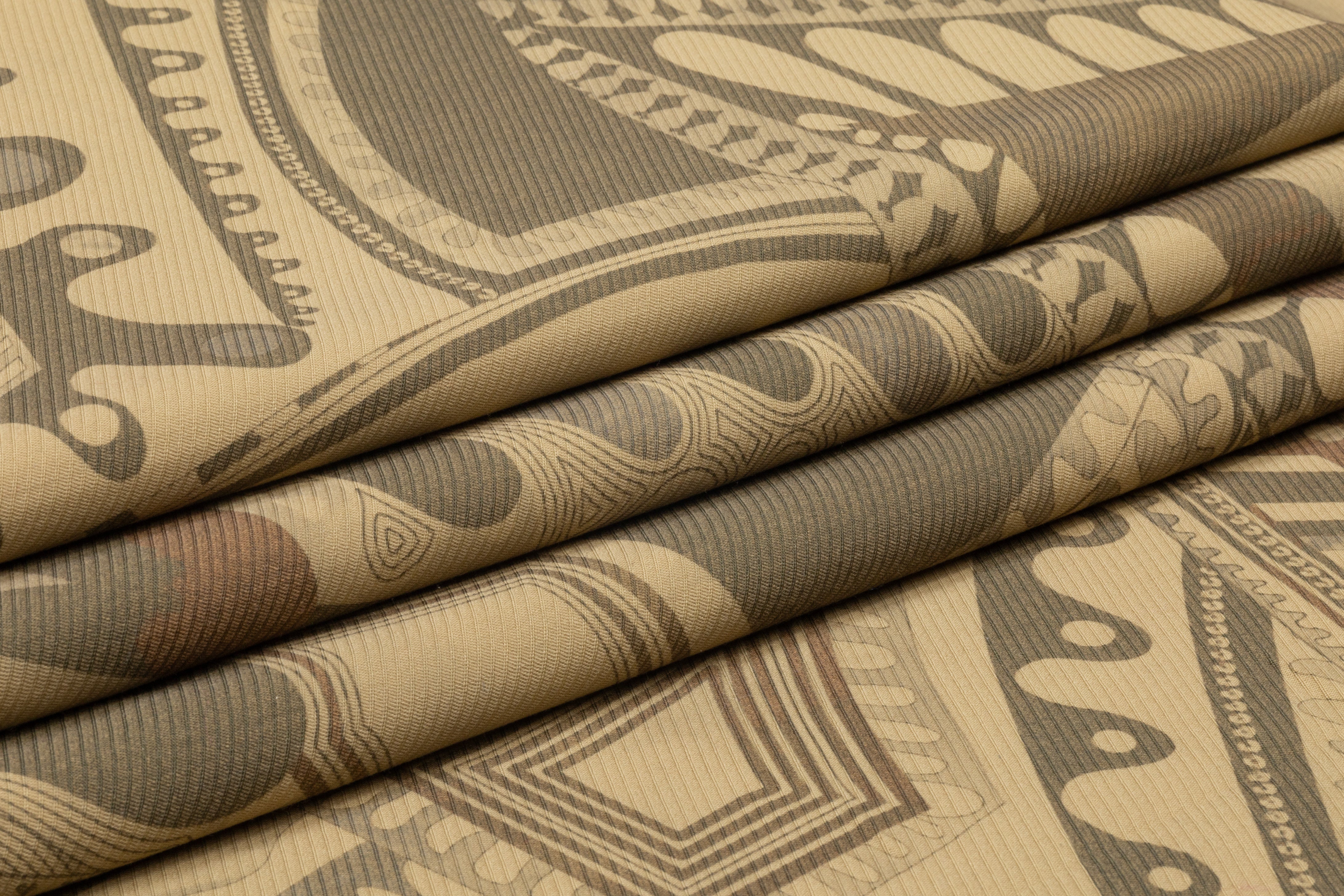 Abstract Geometric Printed Italian Wool - Brown