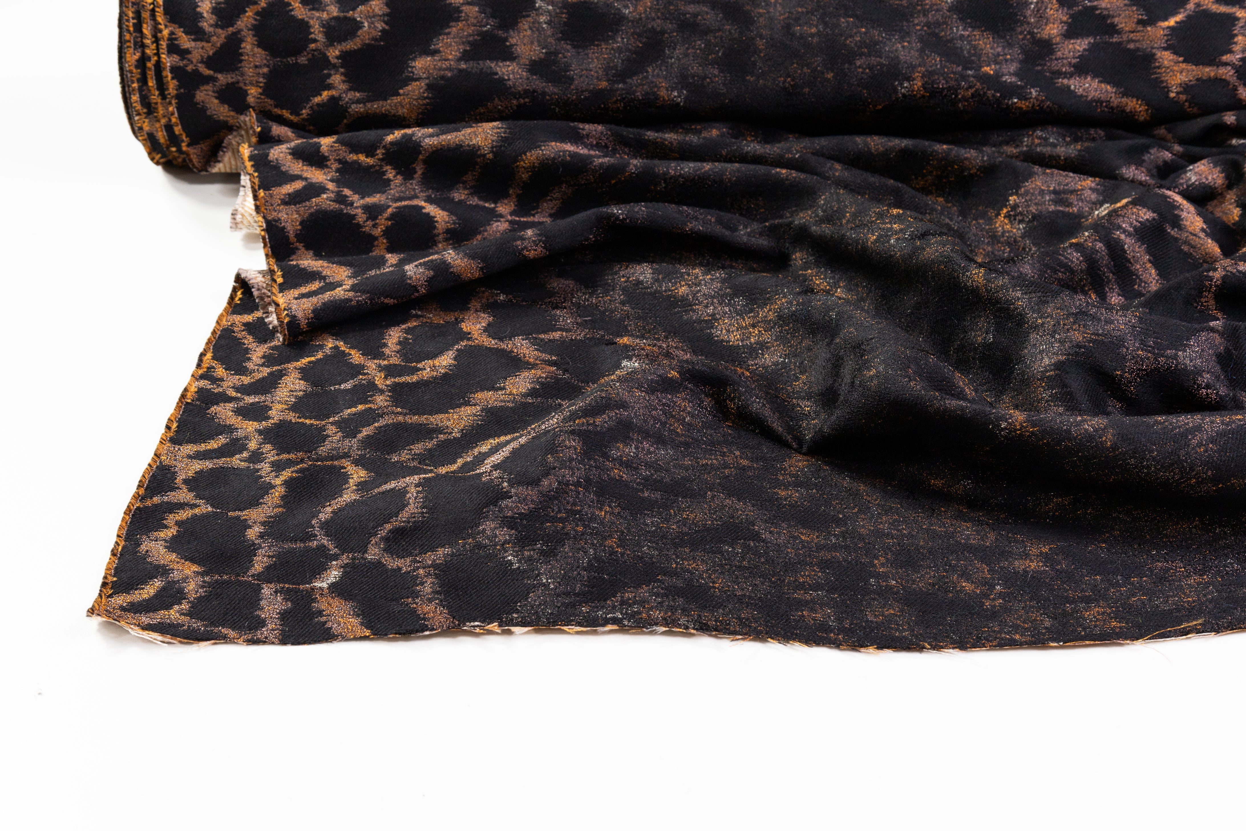 Cheetah Silk and Wool Italian Brocade - Brown / Black