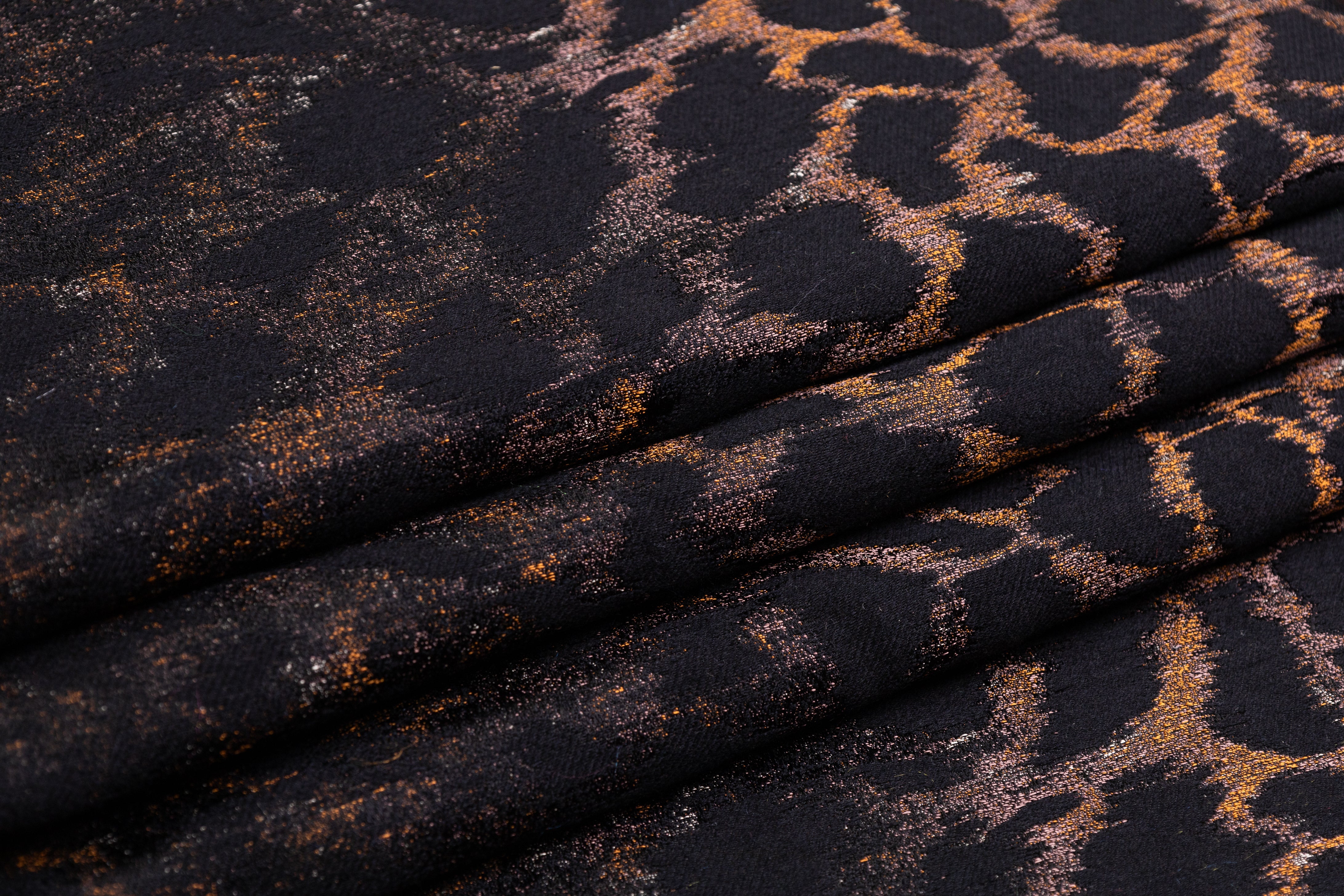 Cheetah Silk and Wool Italian Brocade - Brown / Black
