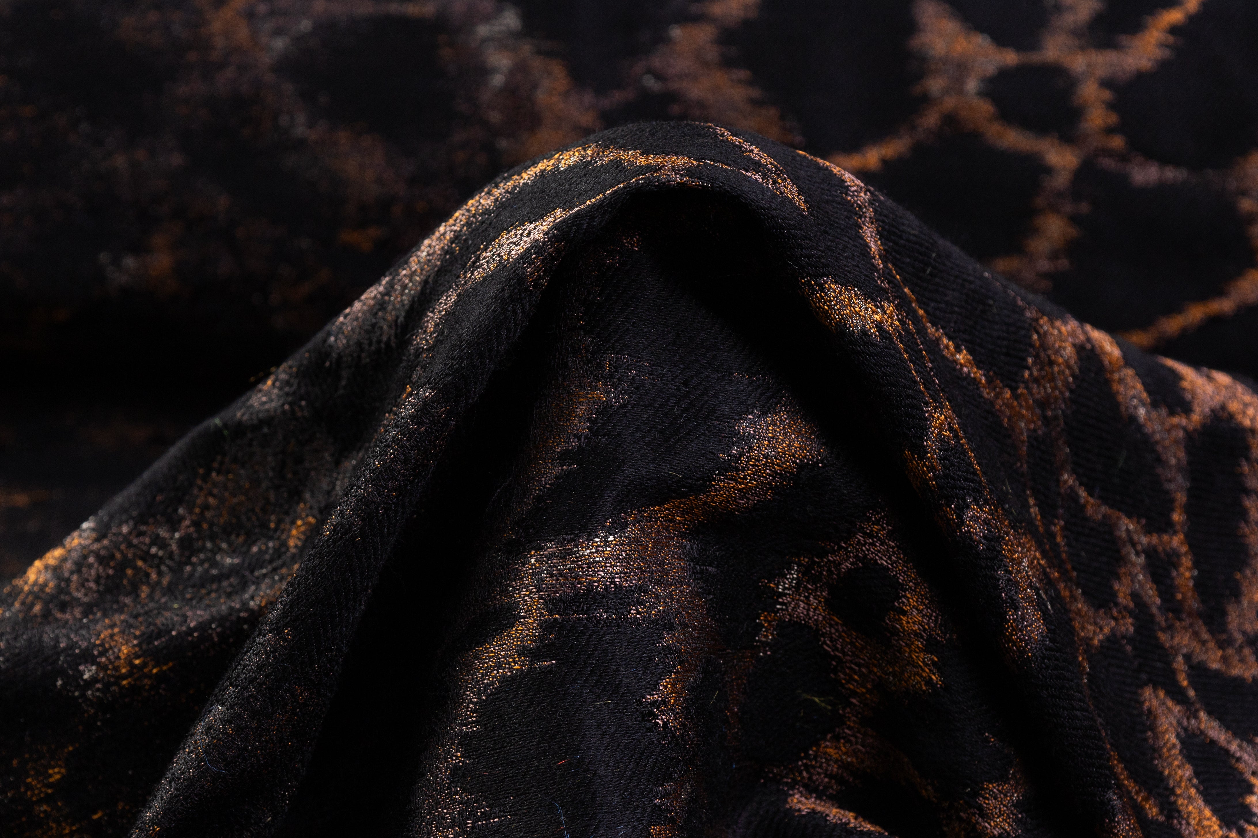 Cheetah Silk and Wool Italian Brocade - Brown / Black