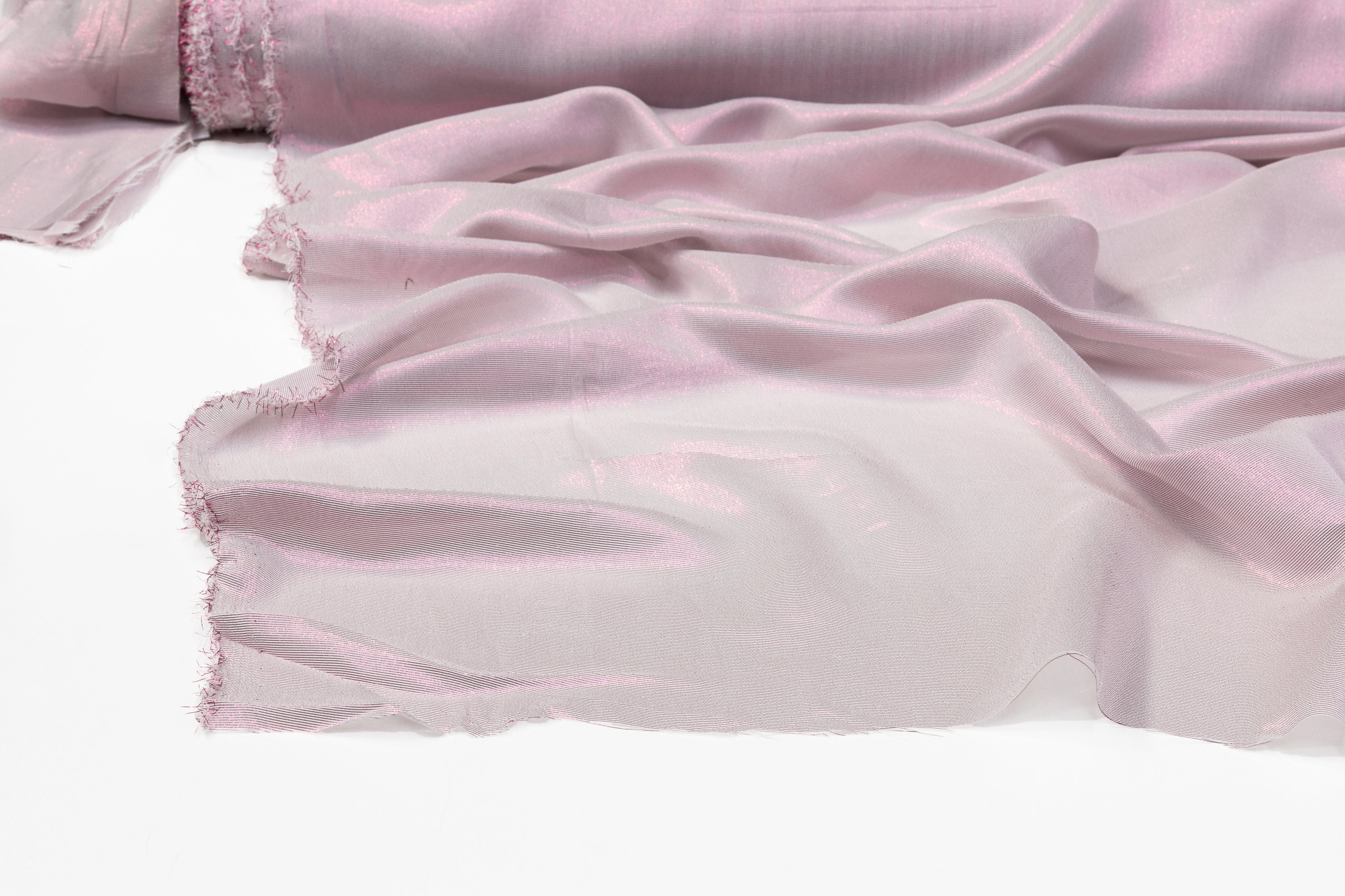Italian Silk Chiffon Lamé - Light Fuchsia