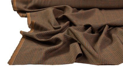 Ferla - Checked Italian Wool Suiting - Brown / Teal / Burgundy
