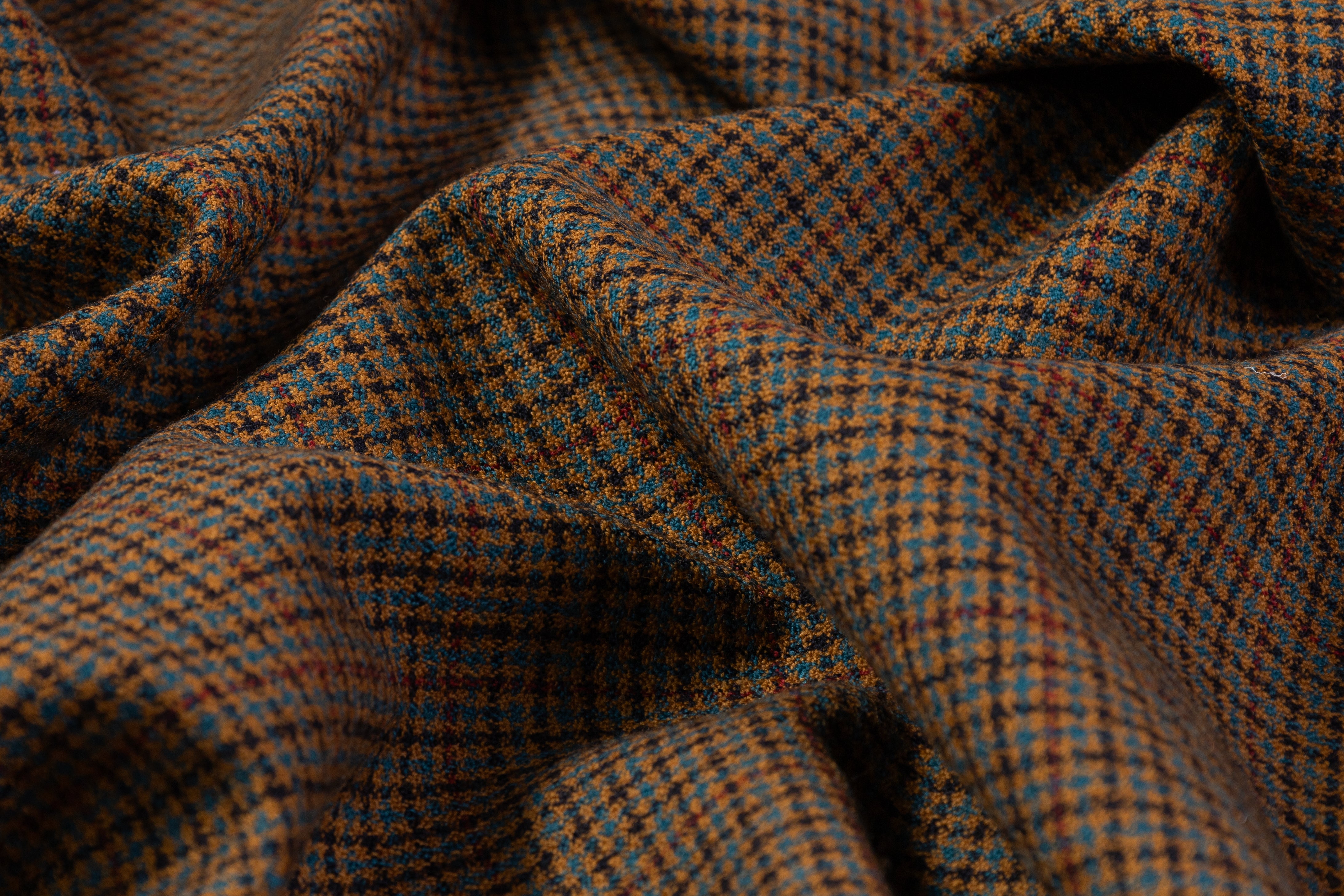 Ferla - Checked Italian Wool Suiting - Brown / Teal / Burgundy