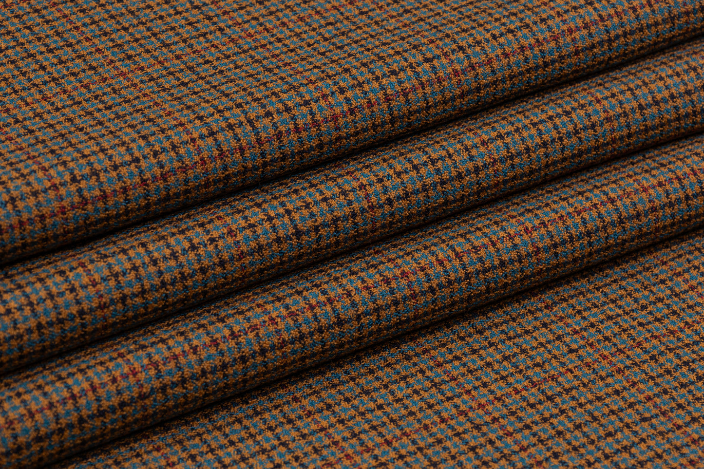 Ferla - Checked Italian Wool Suiting - Brown / Teal / Burgundy