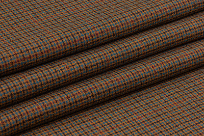 Ferla - Checked Italian Wool Suiting - Brown / Teal / Burgundy