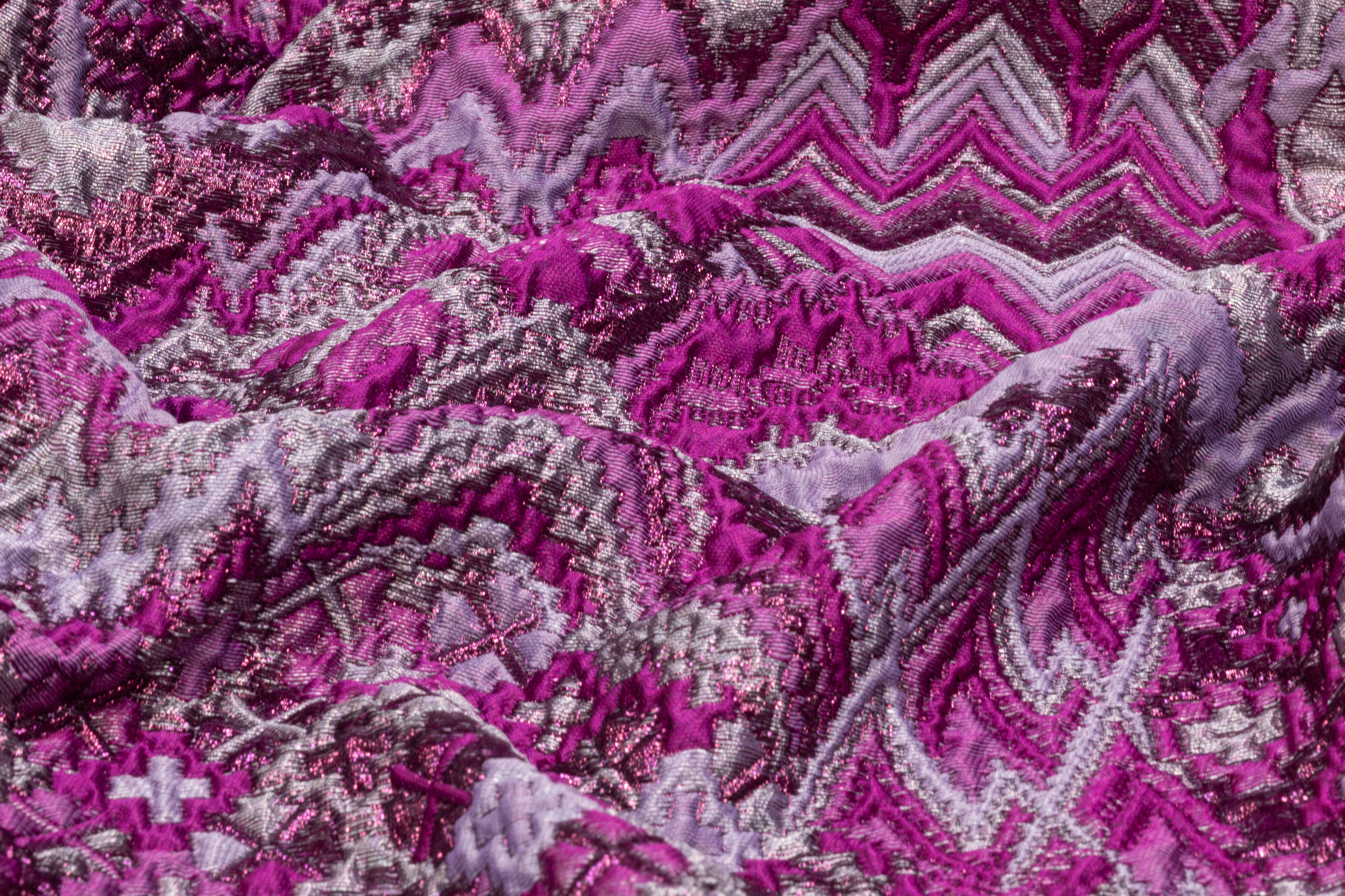 Abstract Metallic Italian Brocade - Fuchsia / Lavender