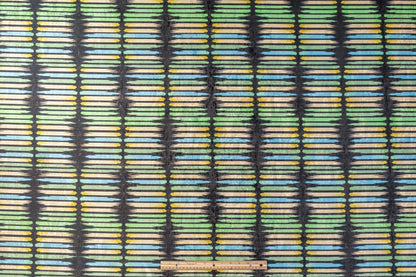 Streak Printed Metallic Brocade - Green / Blue / Yellow