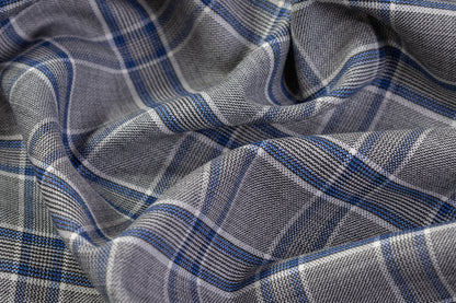 Reda - Checked Italian Wool Suiting - Gray / Blue