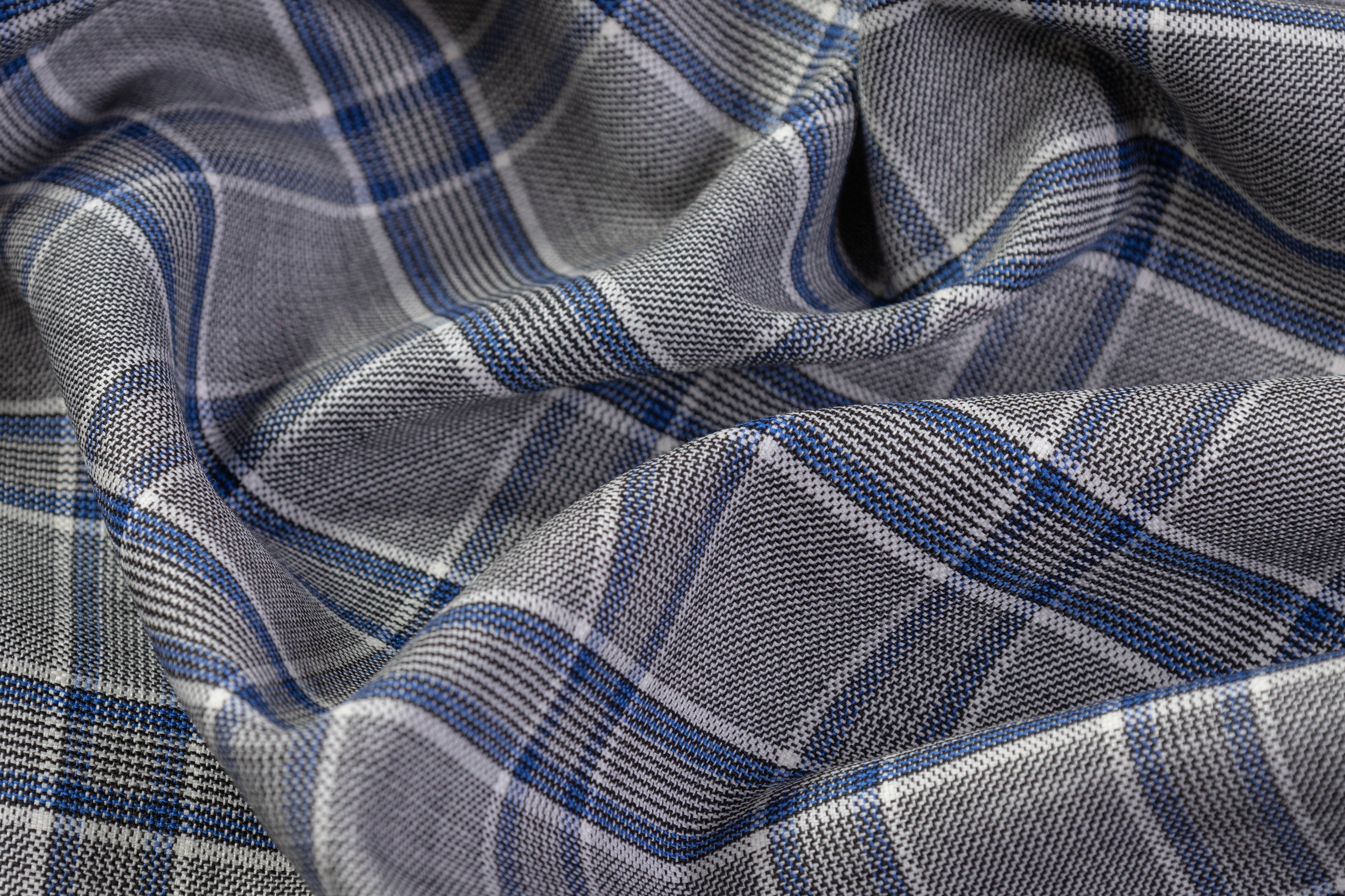 Reda - Checked Italian Wool Suiting - Gray / Blue
