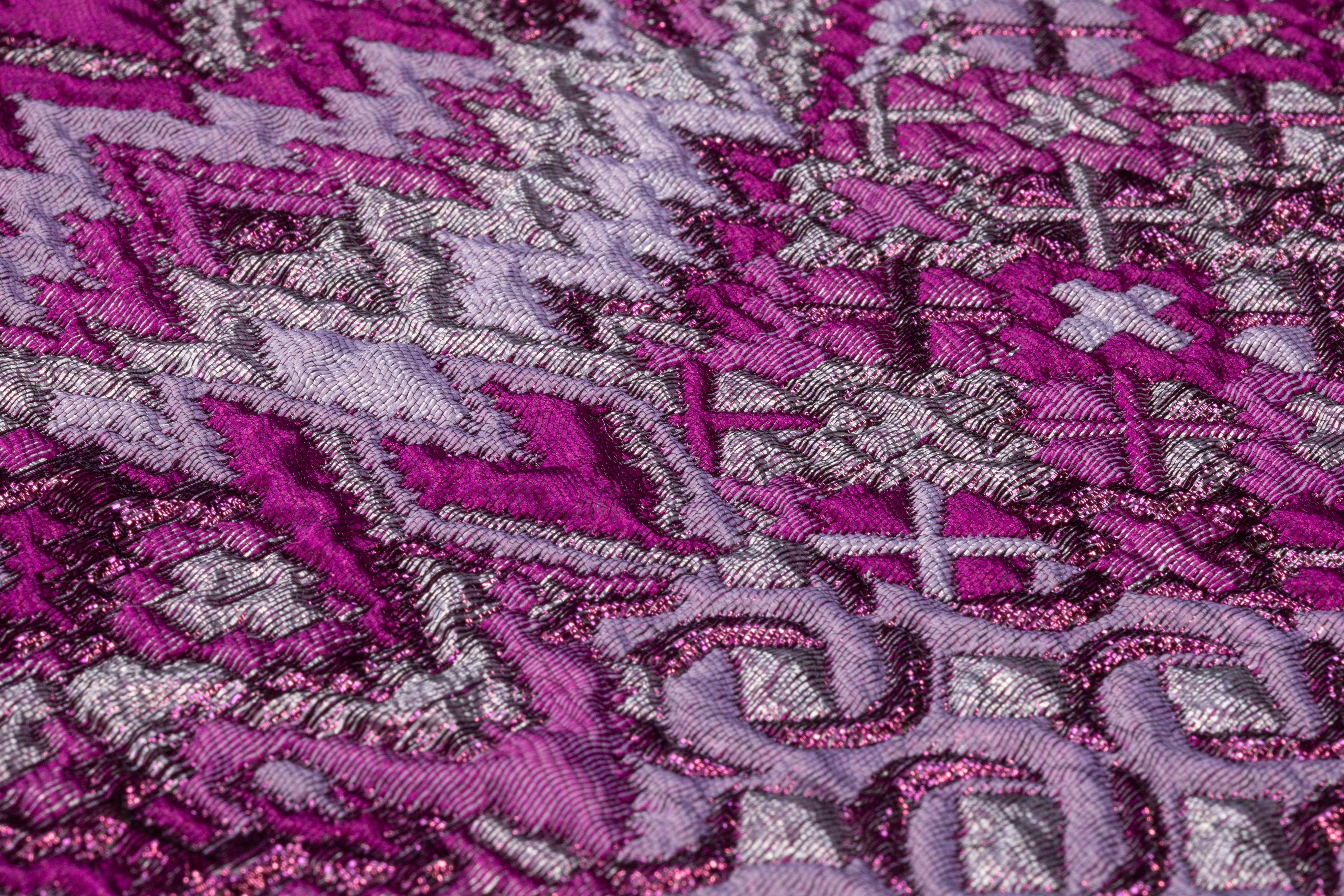 Abstract Metallic Italian Brocade - Fuchsia / Lavender