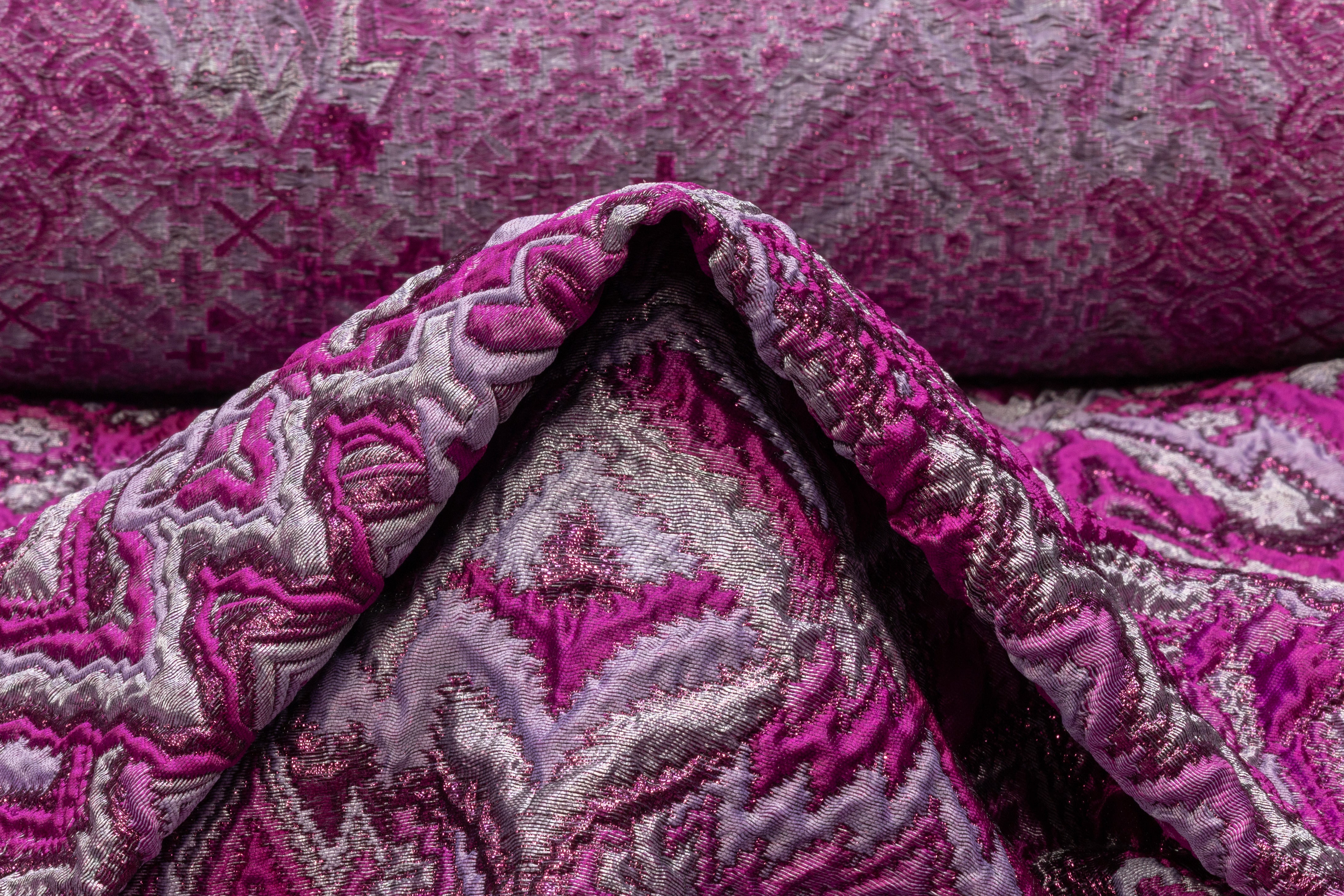 Abstract Metallic Italian Brocade - Fuchsia / Lavender