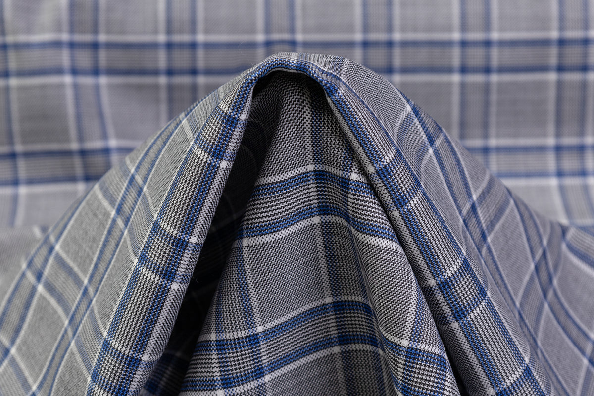 Reda - Checked Italian Wool Suiting - Gray / Blue