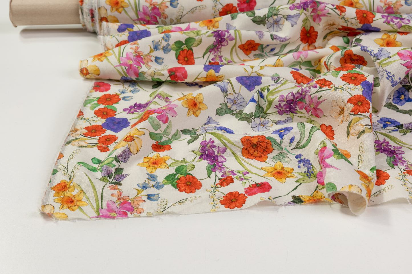 Floral Italian Linen Viscose Blend - Multicolor