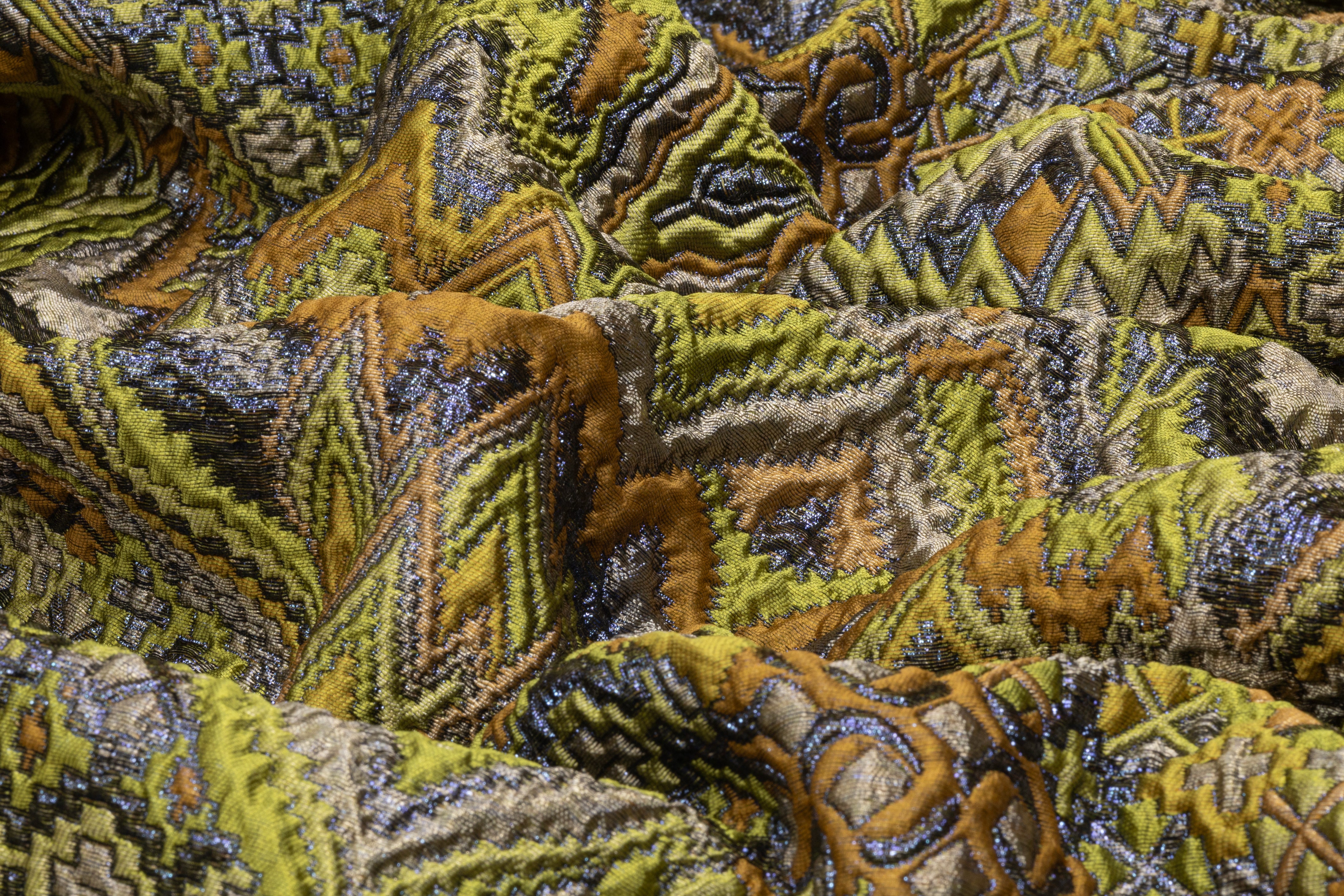 Abstract Metallic Italian Brocade - Green / Brown