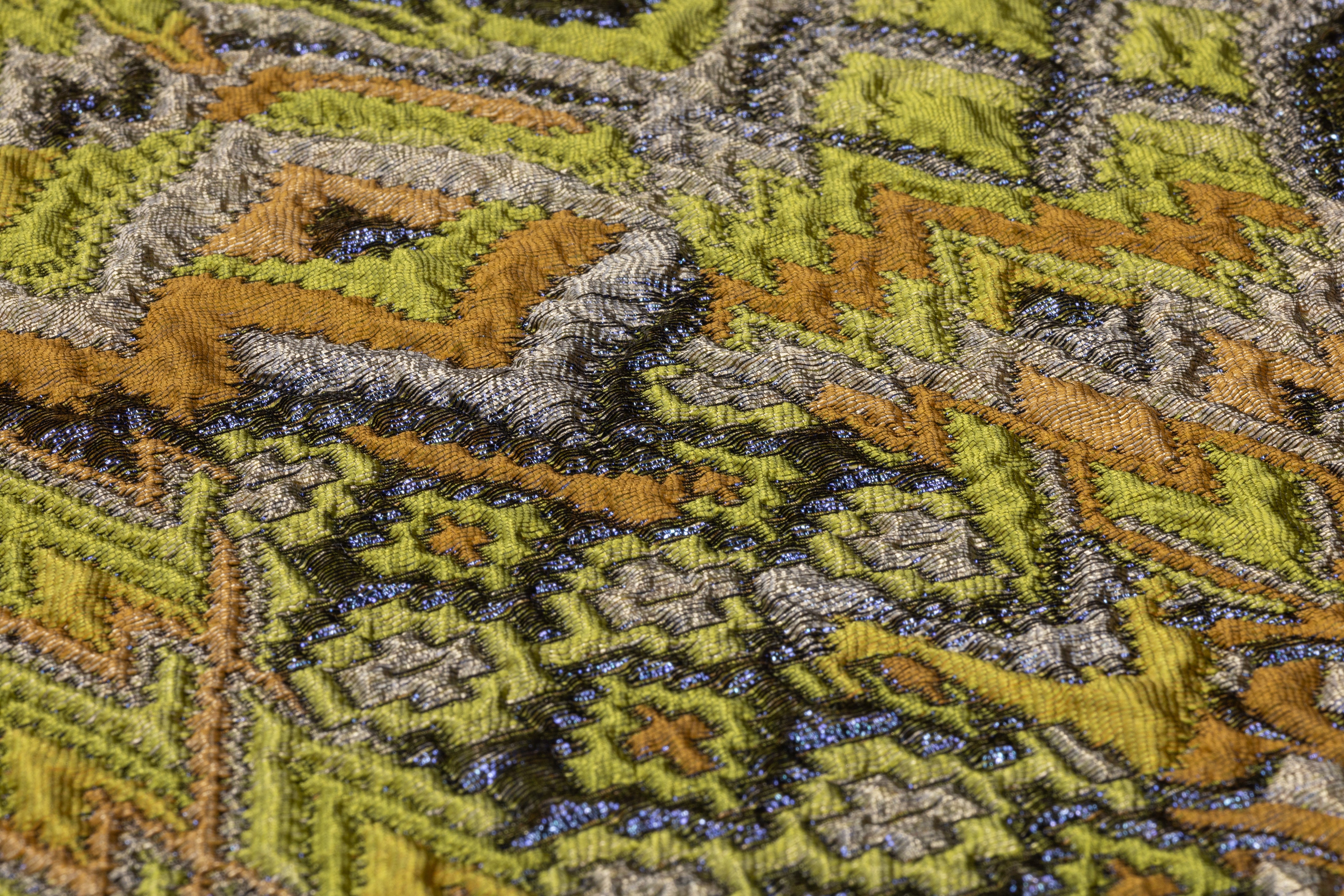 Abstract Metallic Italian Brocade - Green / Brown